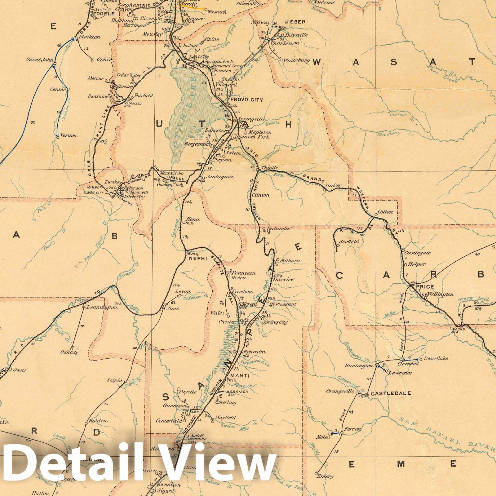 Utah - Postal Map, 1900 - Historical Map Print