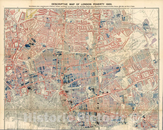 London, North-Eastern Sheet - Poverty Map, 1889 - Historical Map Print