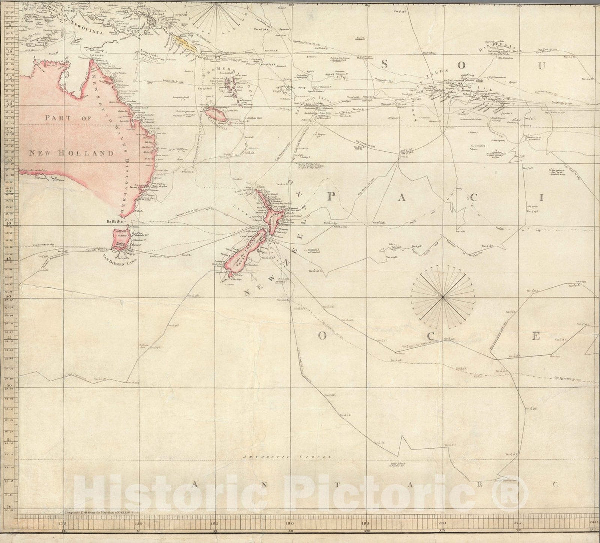 Historic Map : Map # 5. A Chart of the World upon Mercator's projection exhibiting all the new discoveries 1808 - Vintage Wall Art