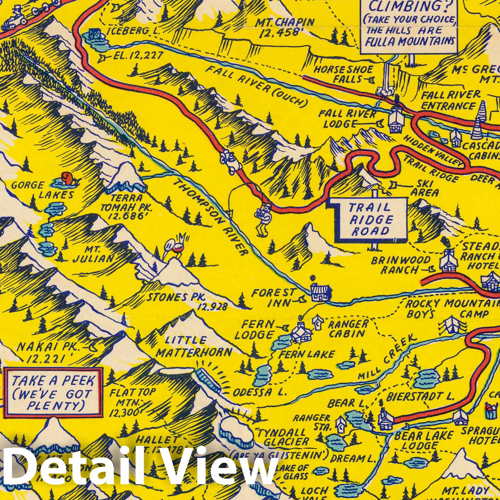 Rocky Mountain National Park - Pictorial Map, 1948 - Historical Map Print