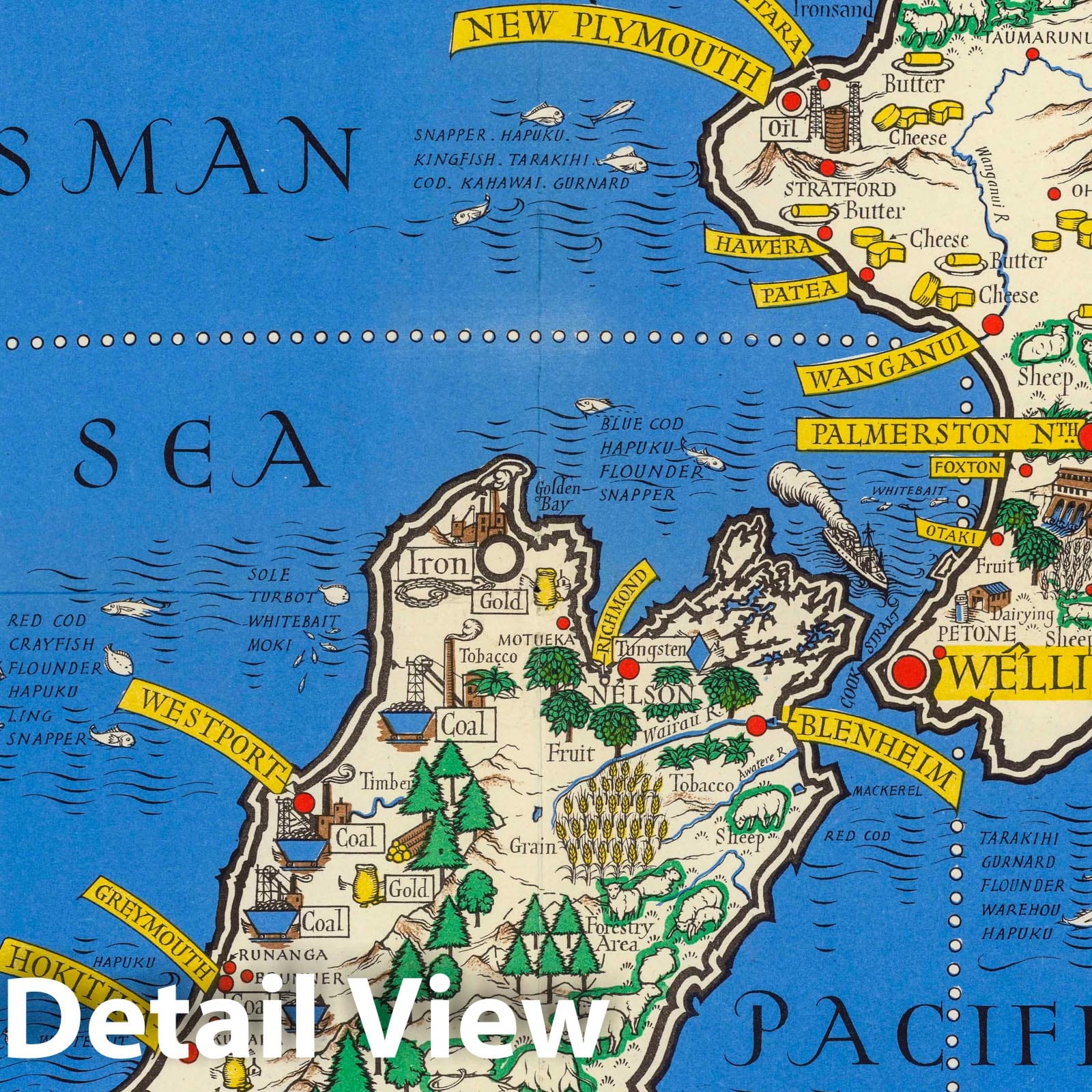 New Zealand - Mining Map, 1943 - Historical Map Print