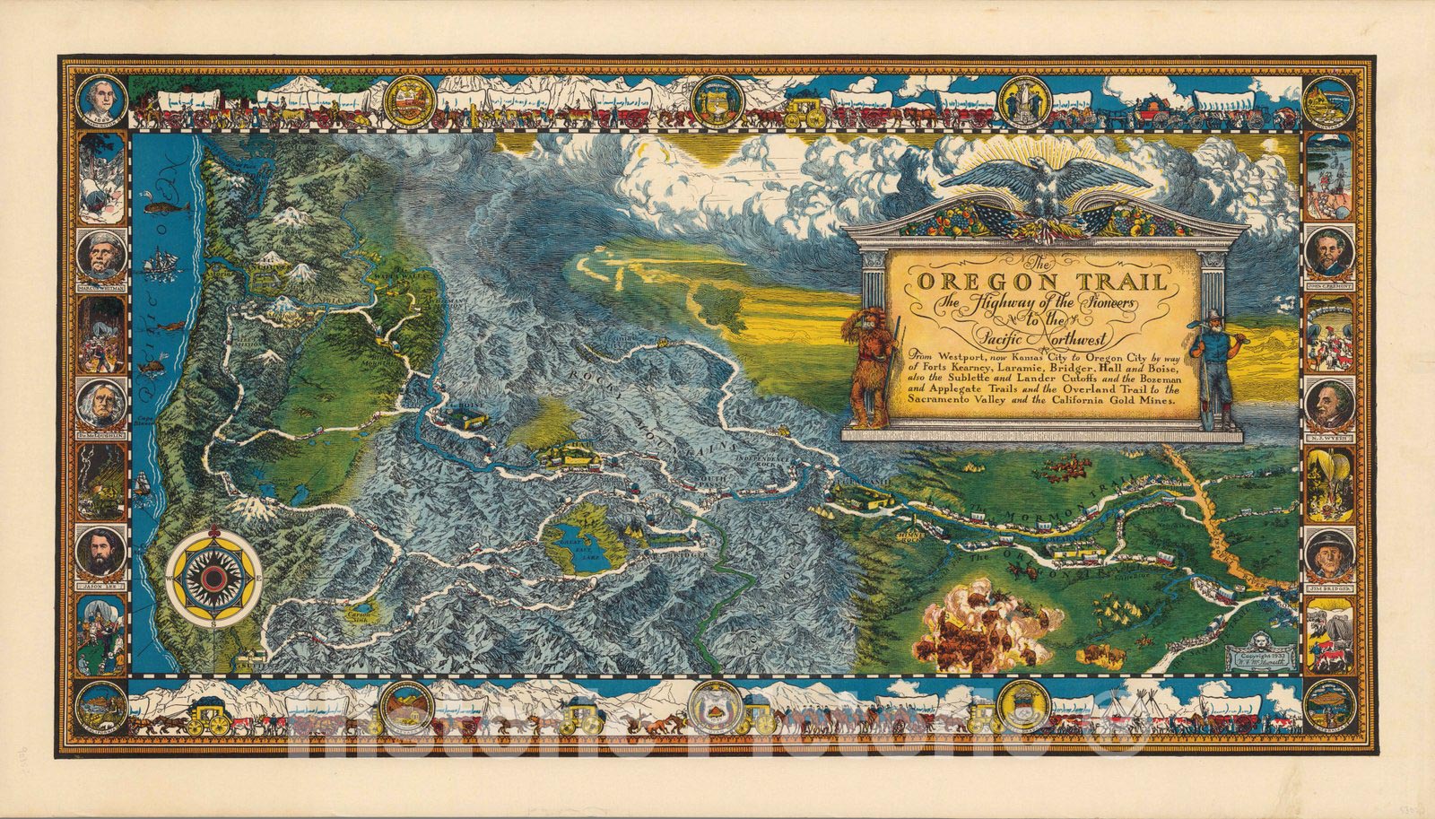Oregon Trail - Pictorial Map, 1932