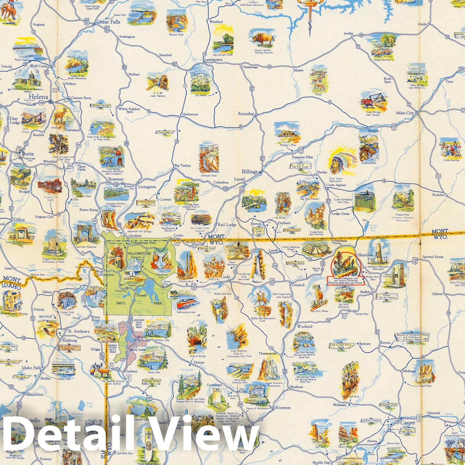 Idaho, Montana, Wyoming - Pictorial Map, 1949