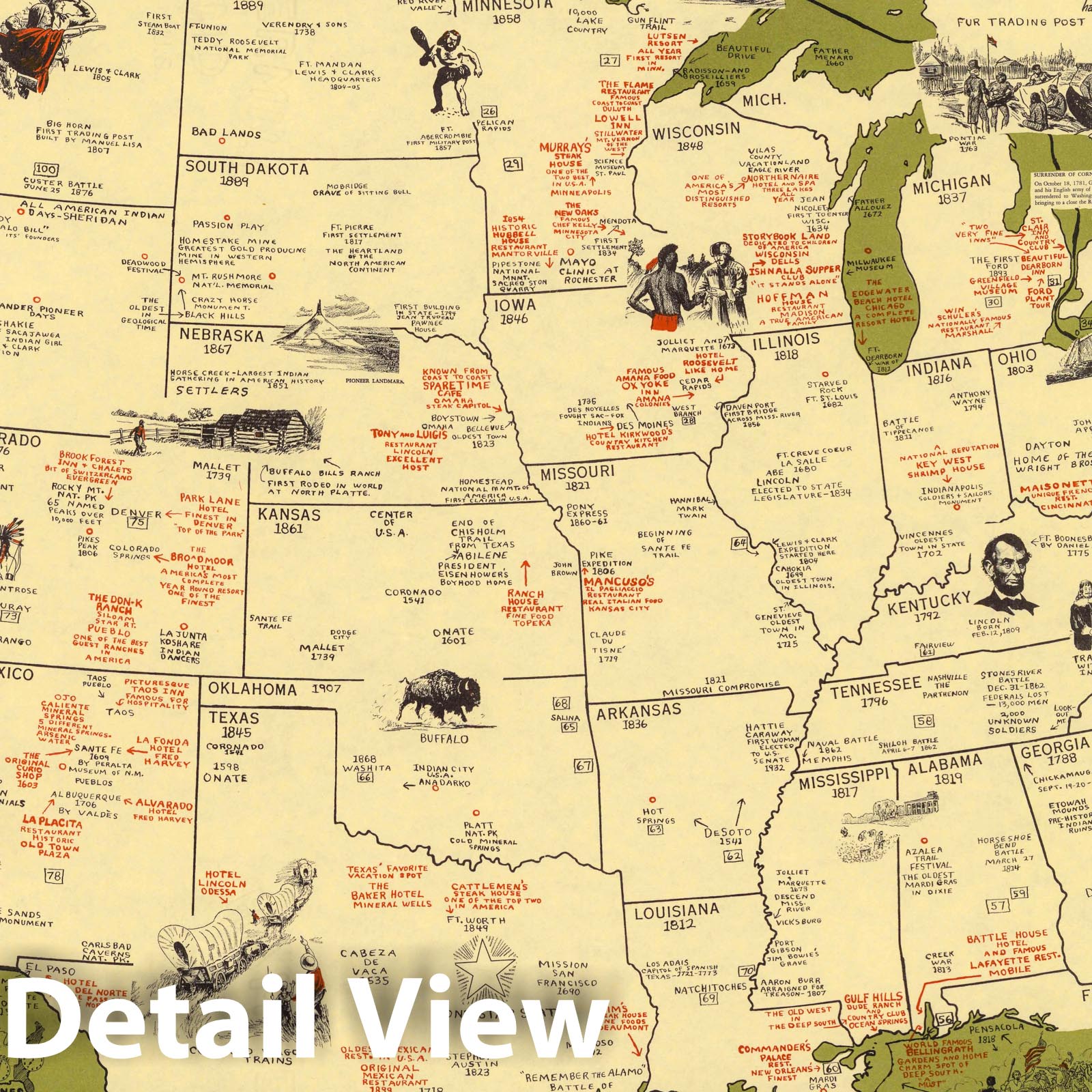 United States - Pictorial Map, 1953 - Historical Map Print