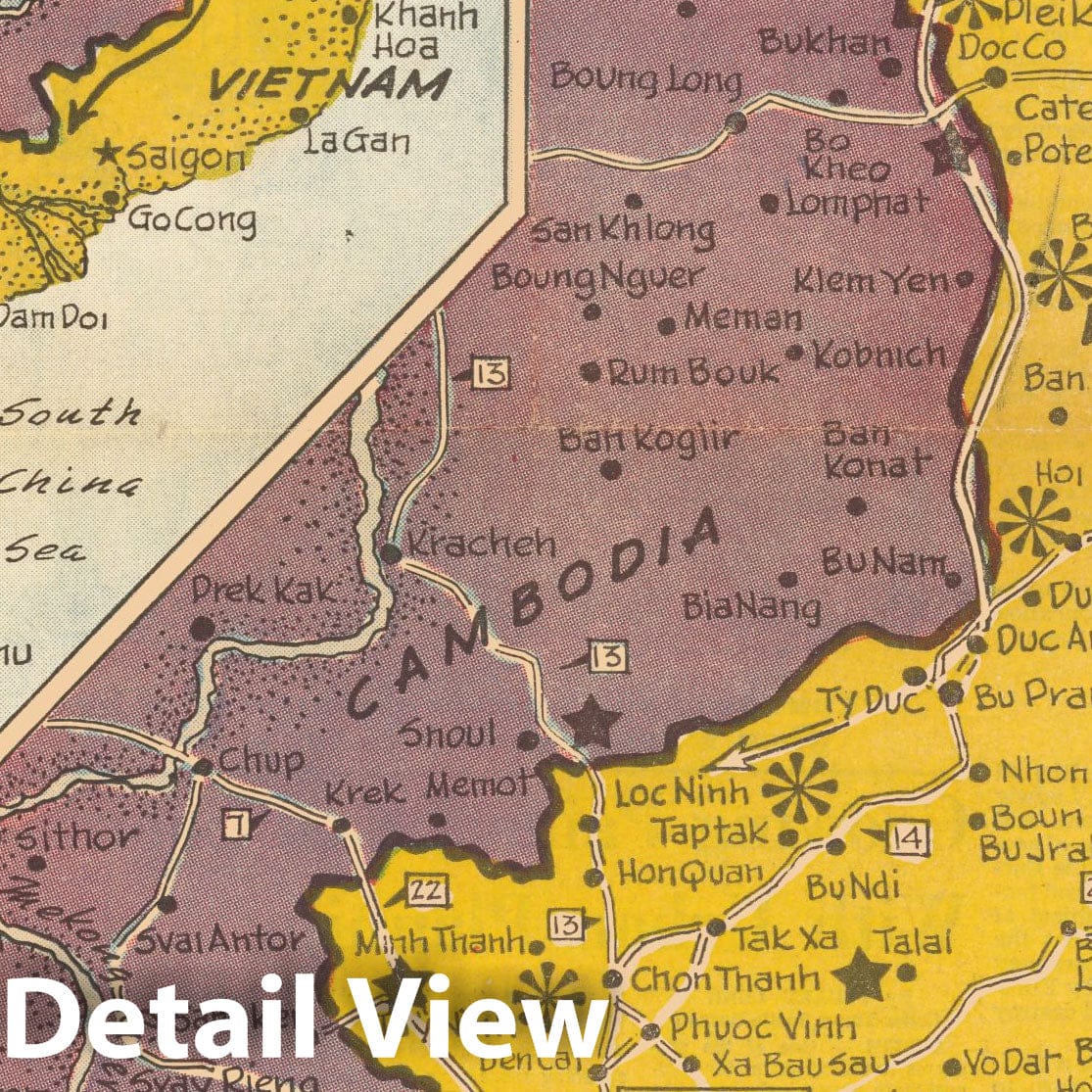 Vietnam - Pictorial Map, 1965 - Historical Map Print