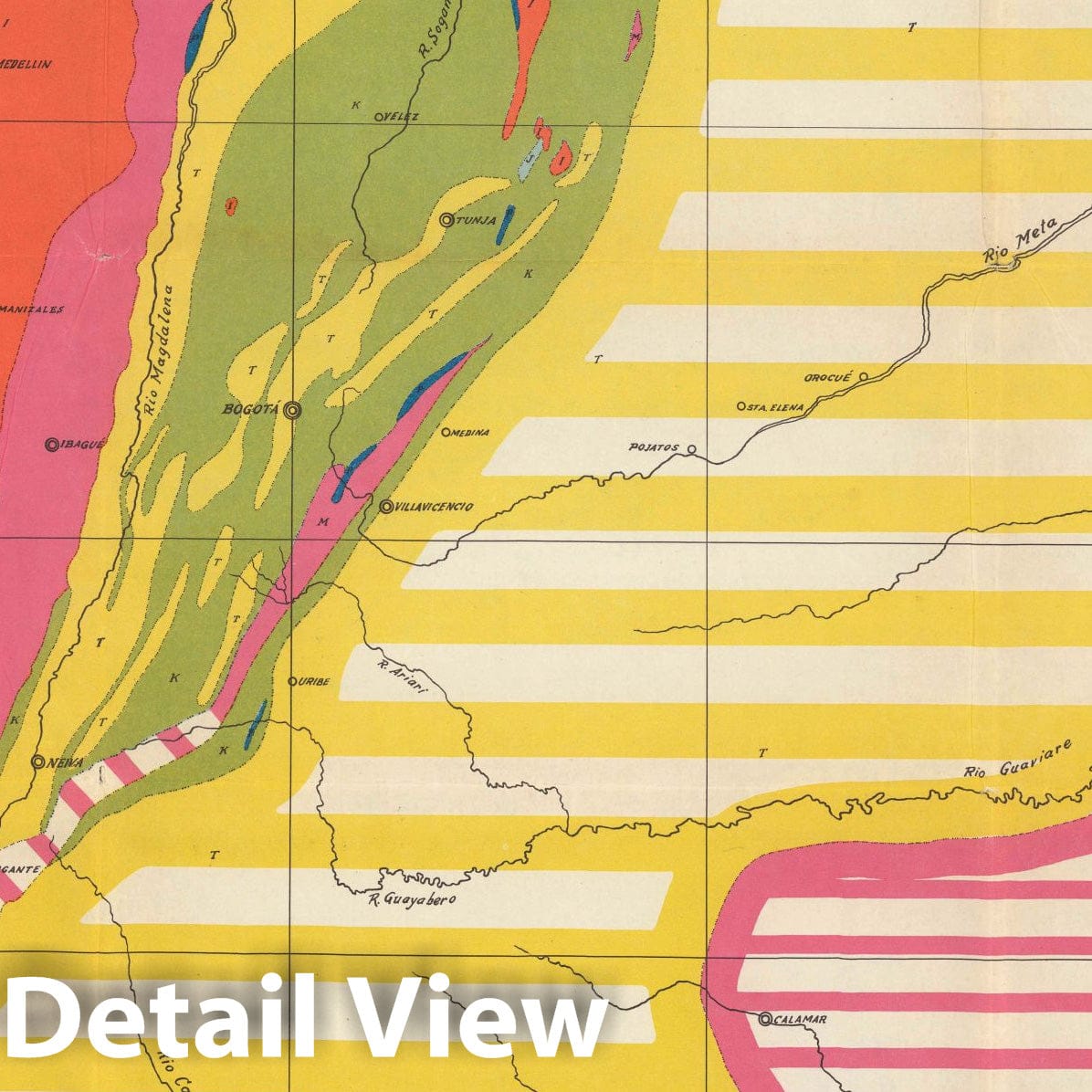 Colombia - Geologic Map, 1943 - Historical Map Print