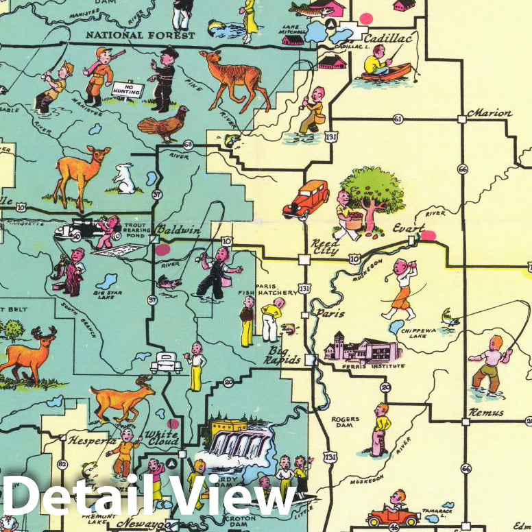 Historic Map - West Michigan, The Playground of the Nation. 1935 - Vintage Wall Art