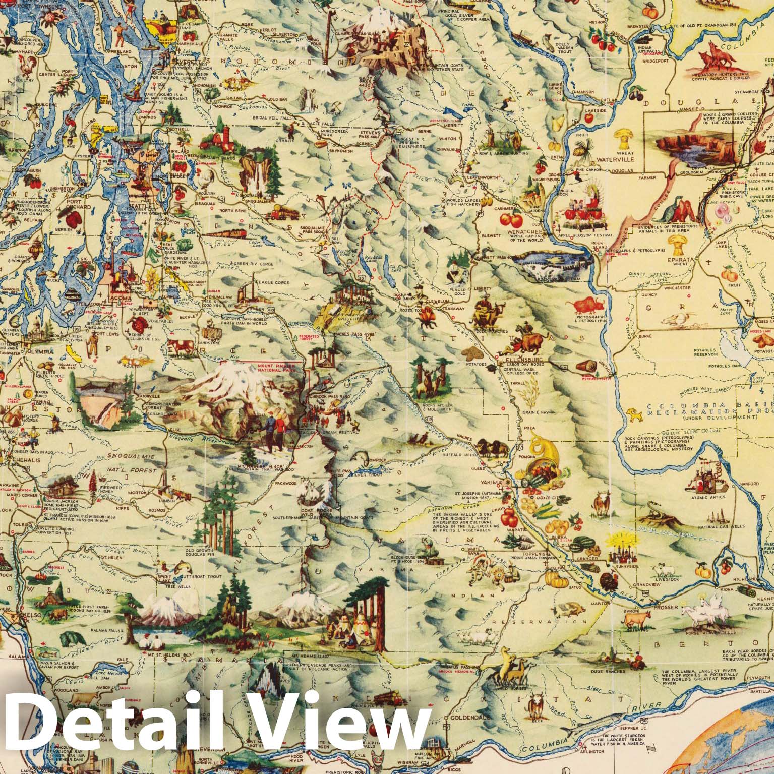 Washington - Pictorial Map, 1948 - Historical Map Print
