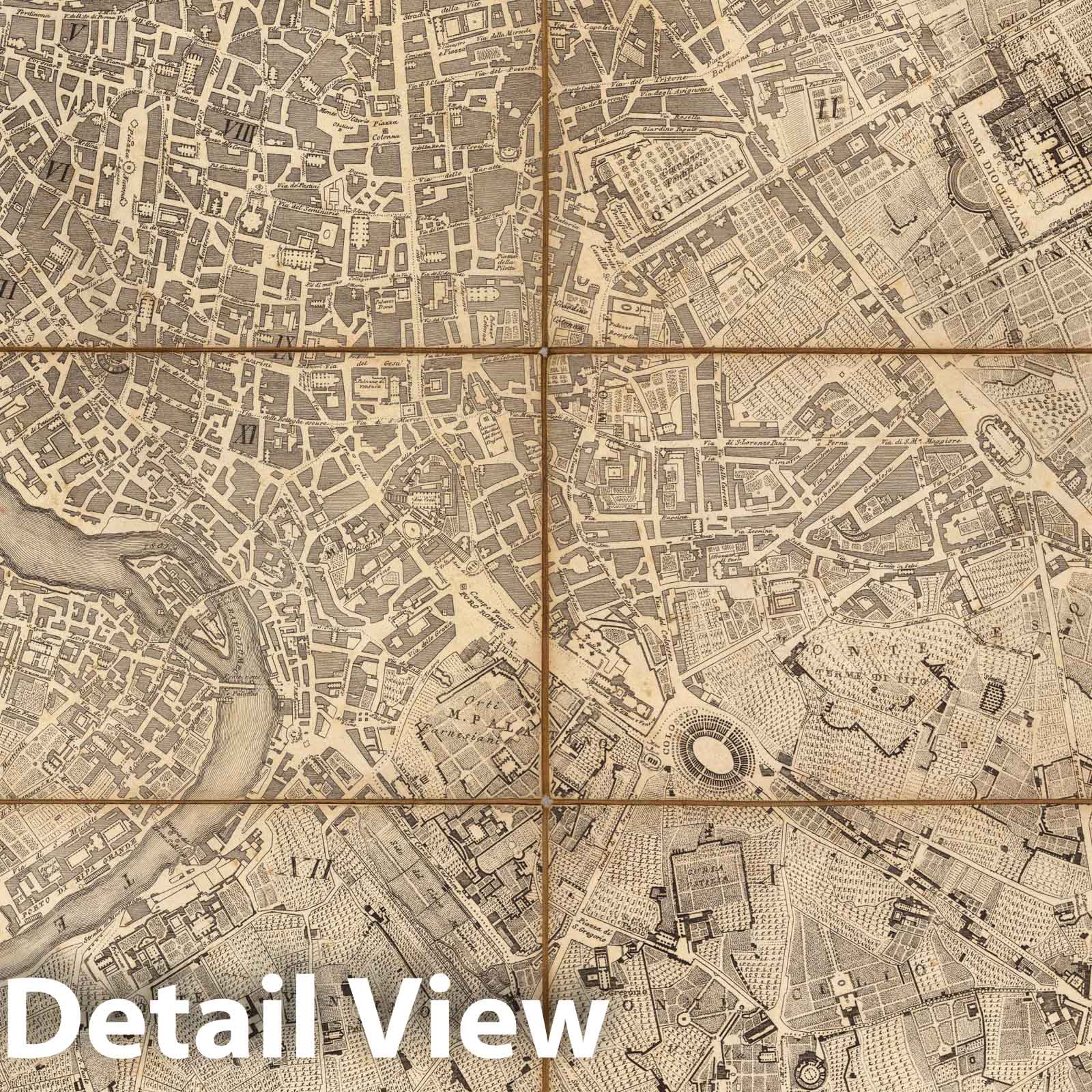 Rome, Italy - Topographic Map, 1823 - Historical Map Print