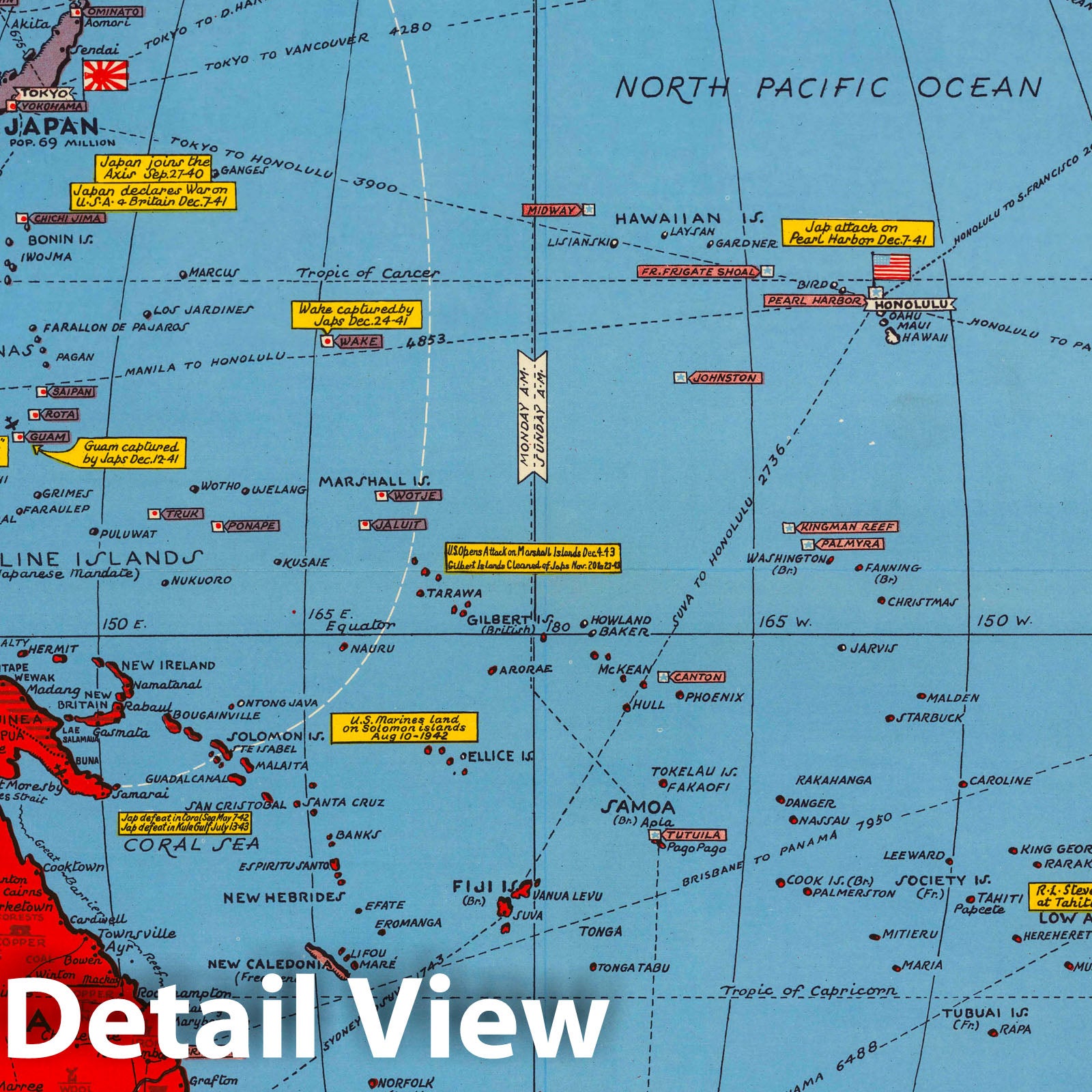 World War II: Pacific Theater - Pictorial Map, 1943