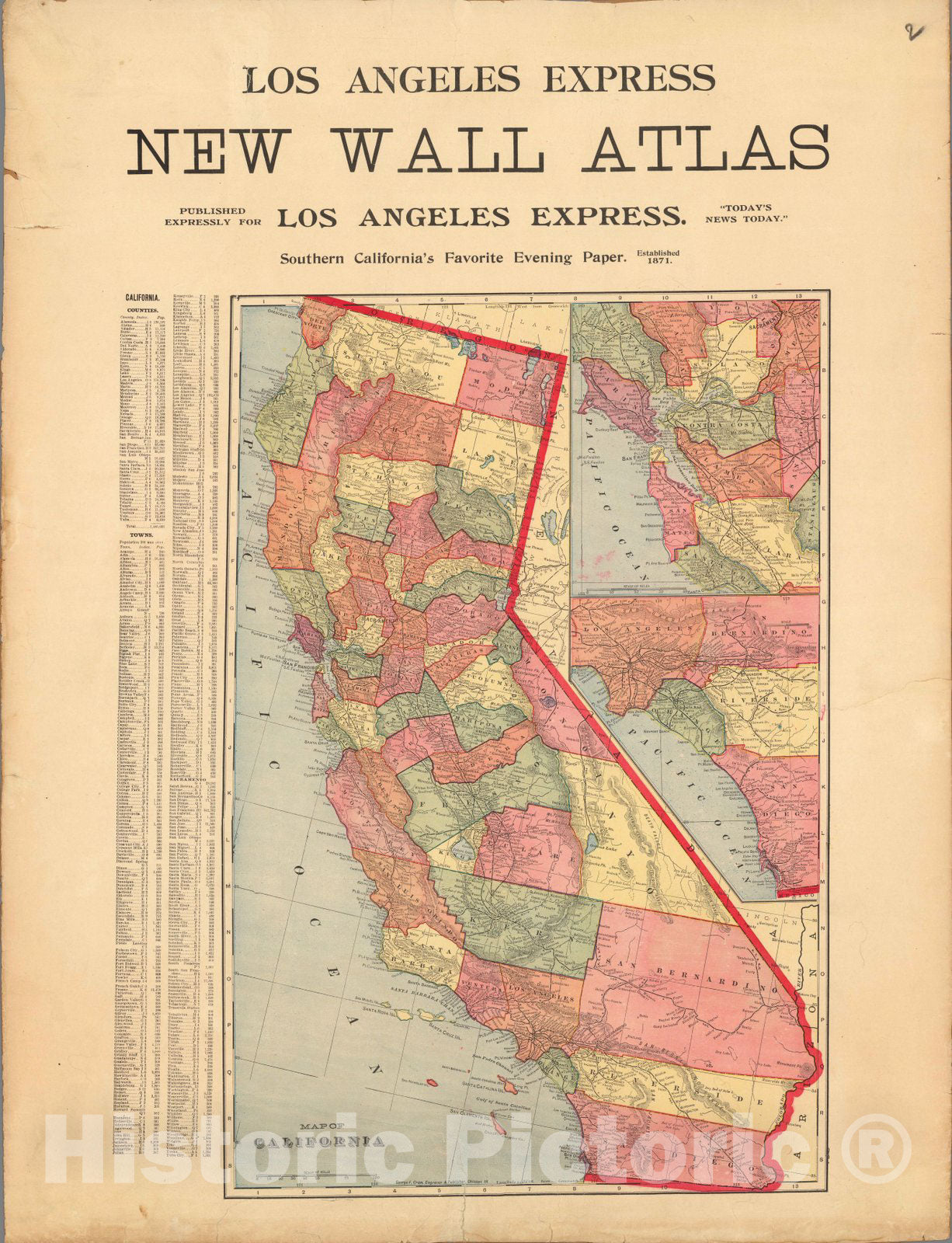 Historic Map : Map of California, 1906 - Vintage Wall Art