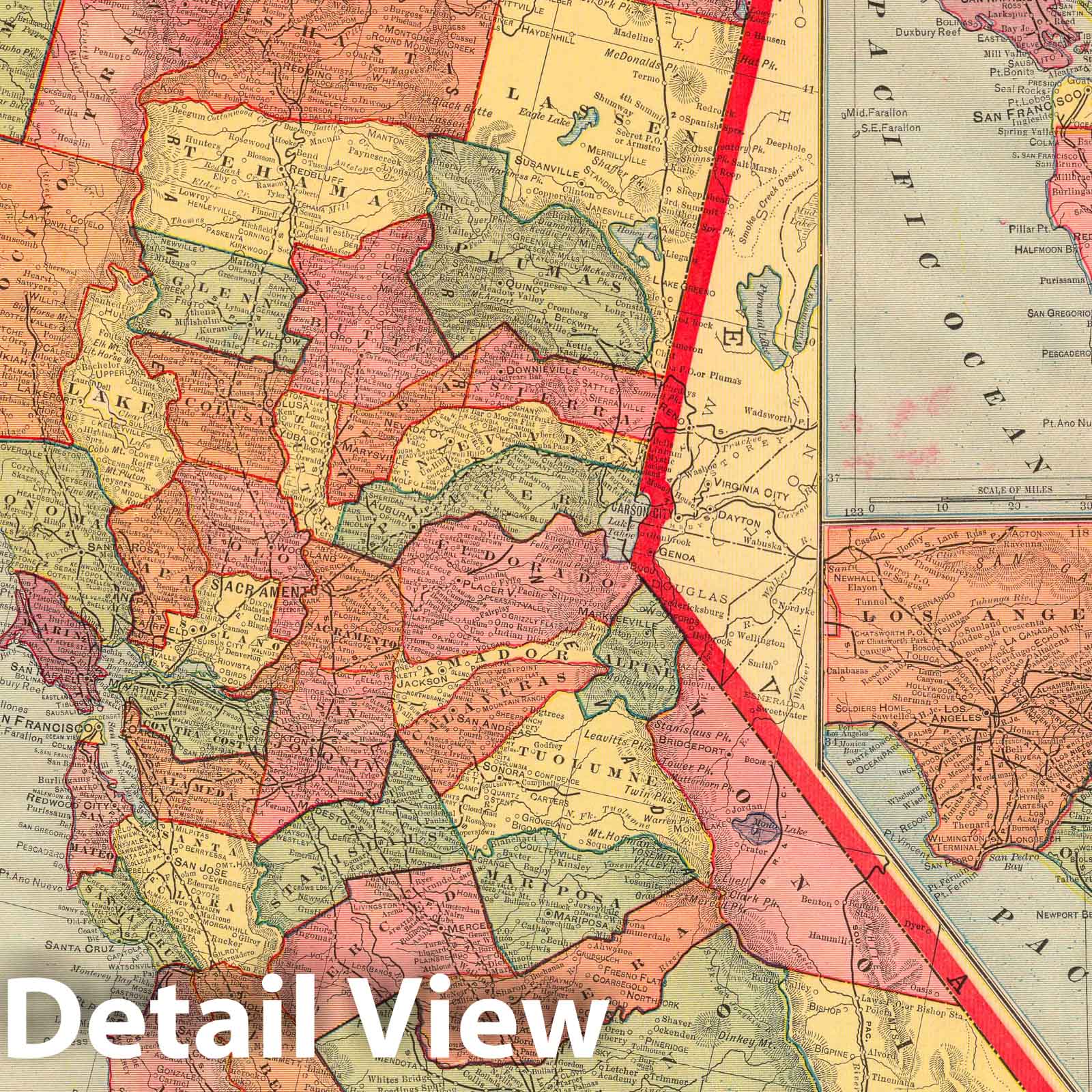 California - Railroad Map, 1906 - Historical Map Print