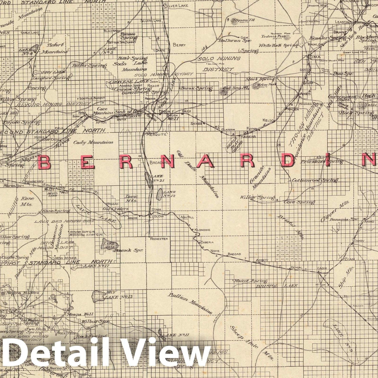 San Bernardino County, California 1914 Historical Map Print
