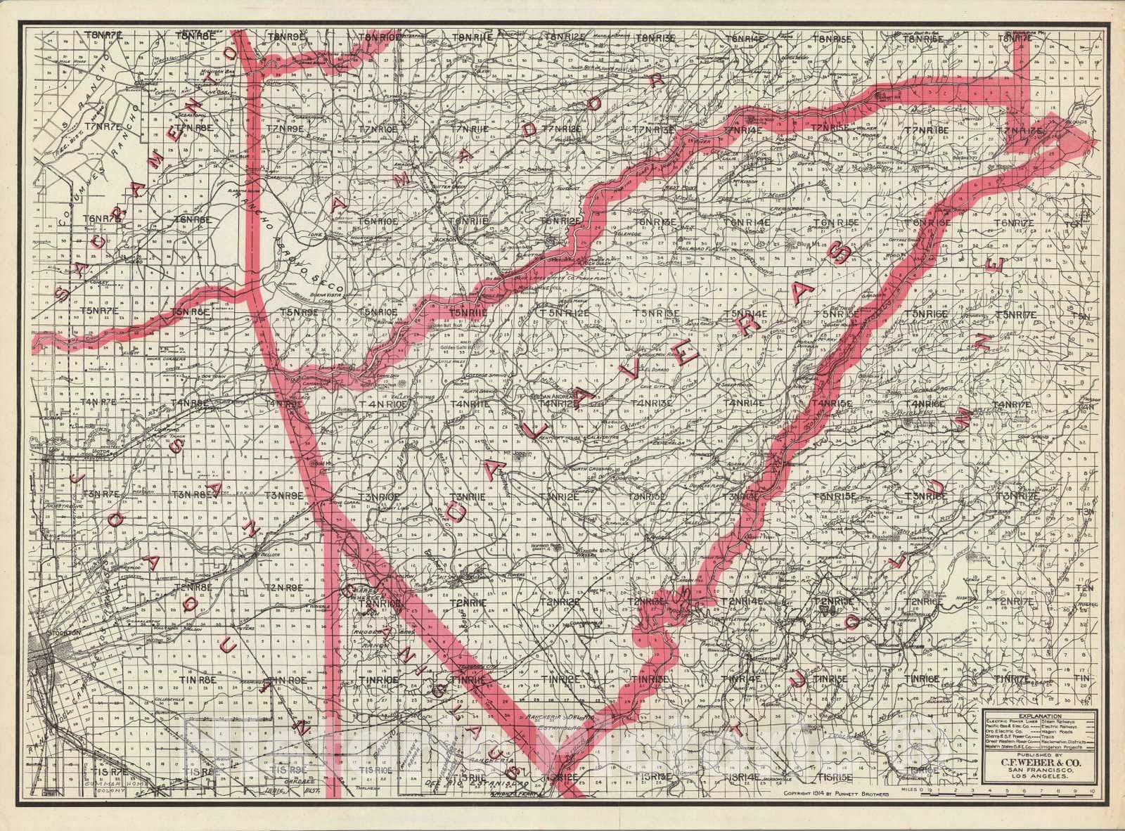 Historic Map : Calaveras County, California. 1914 - Vintage Wall Art