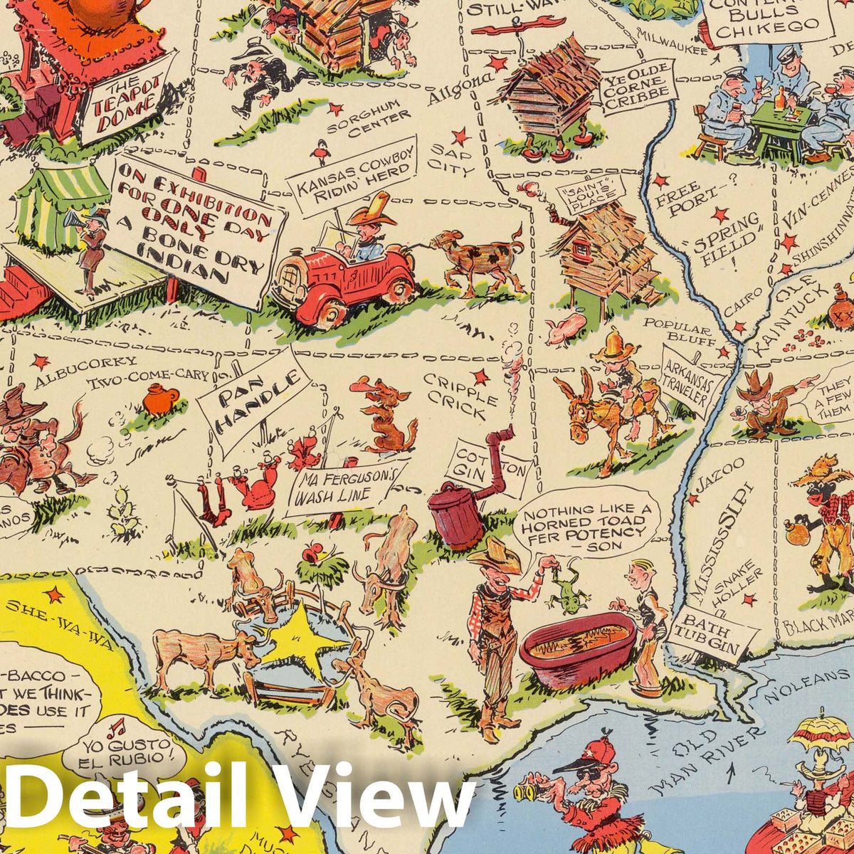 United States - Satirical Map, 1944 - Historical Map Print