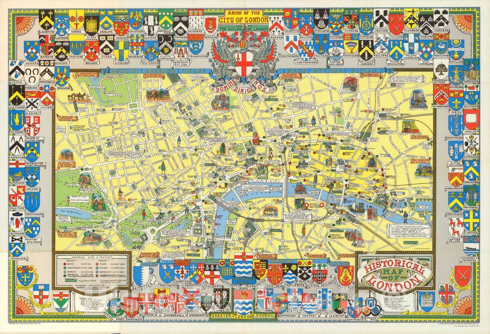London, England - Pictorial Map, 1965 - Historical Map Print