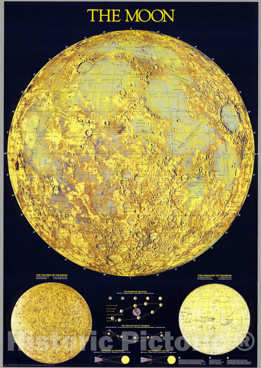 Historic Map : The Moon. 1988 - Vintage Wall Art