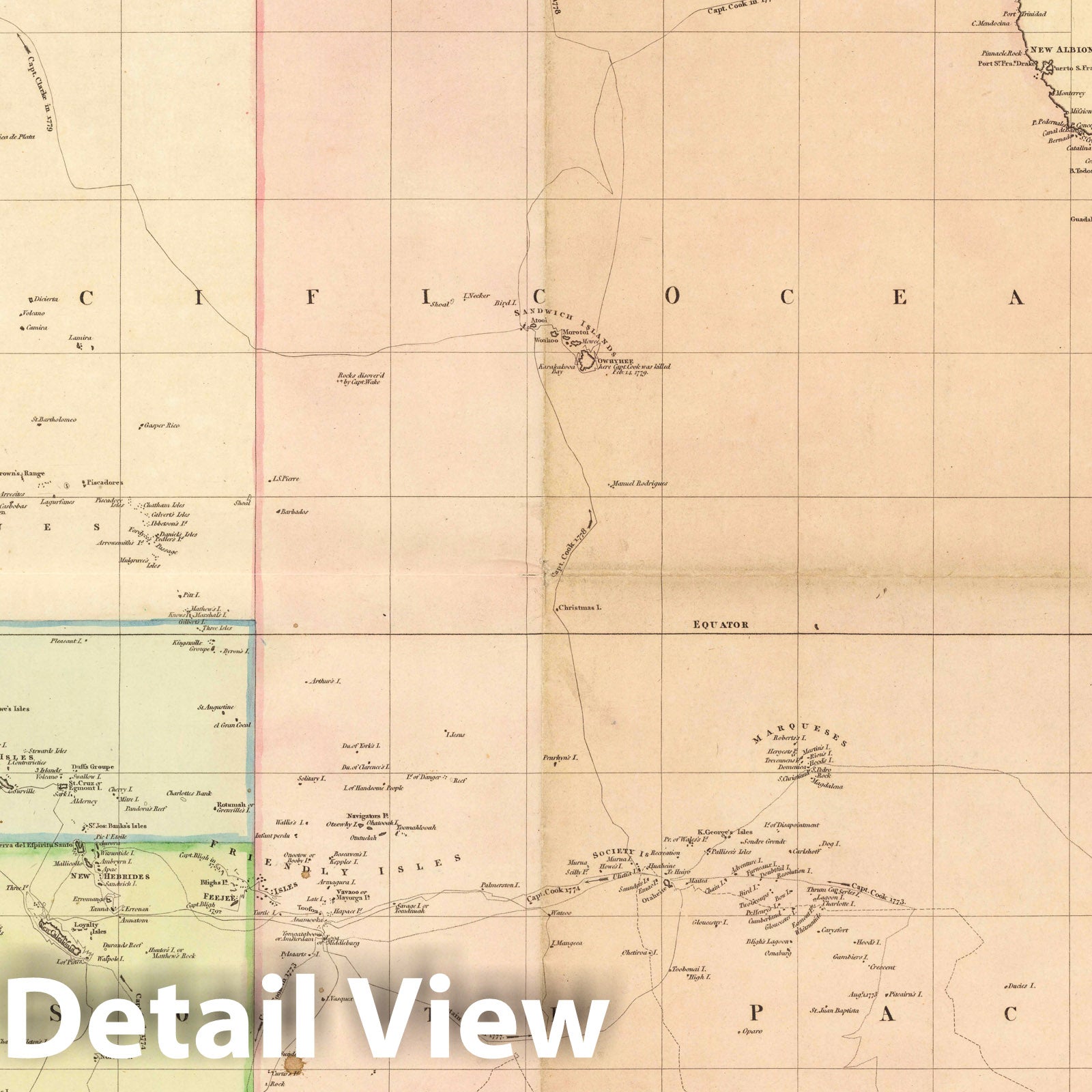 Pacific Ocean - Nautical Chart, 1798 - Historical Map Print