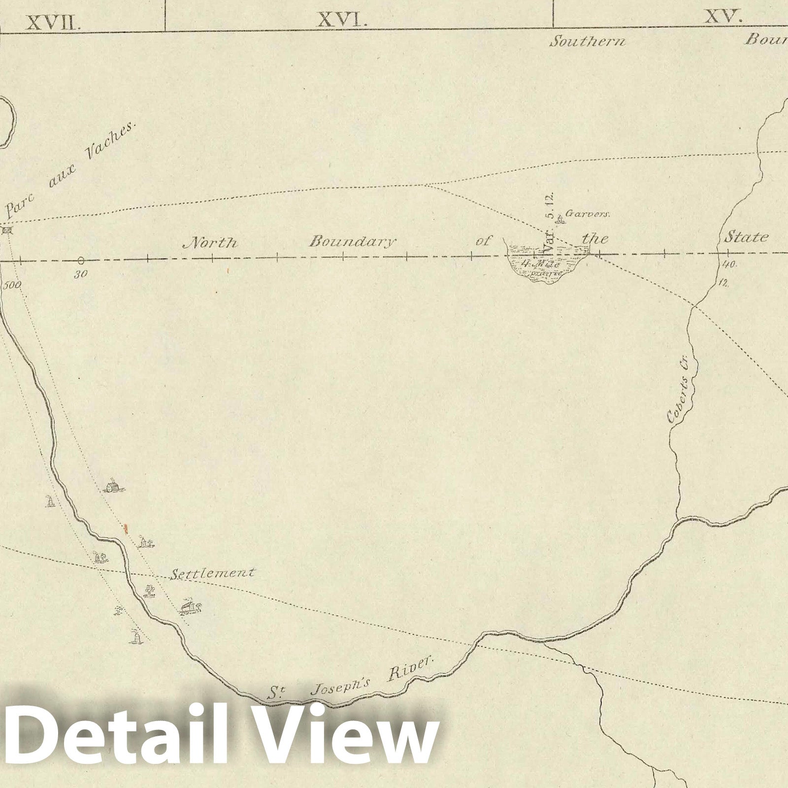Northern Boundary Line of Indiana, 1827 - Historical Map Print