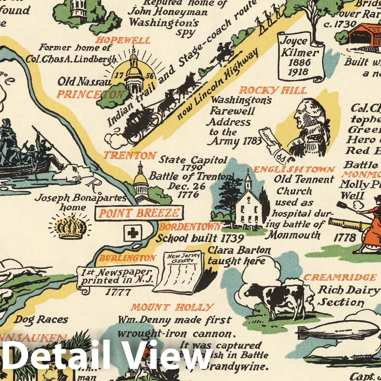 New Jersey - Pictorial Map, 1935 - Historical Map Print