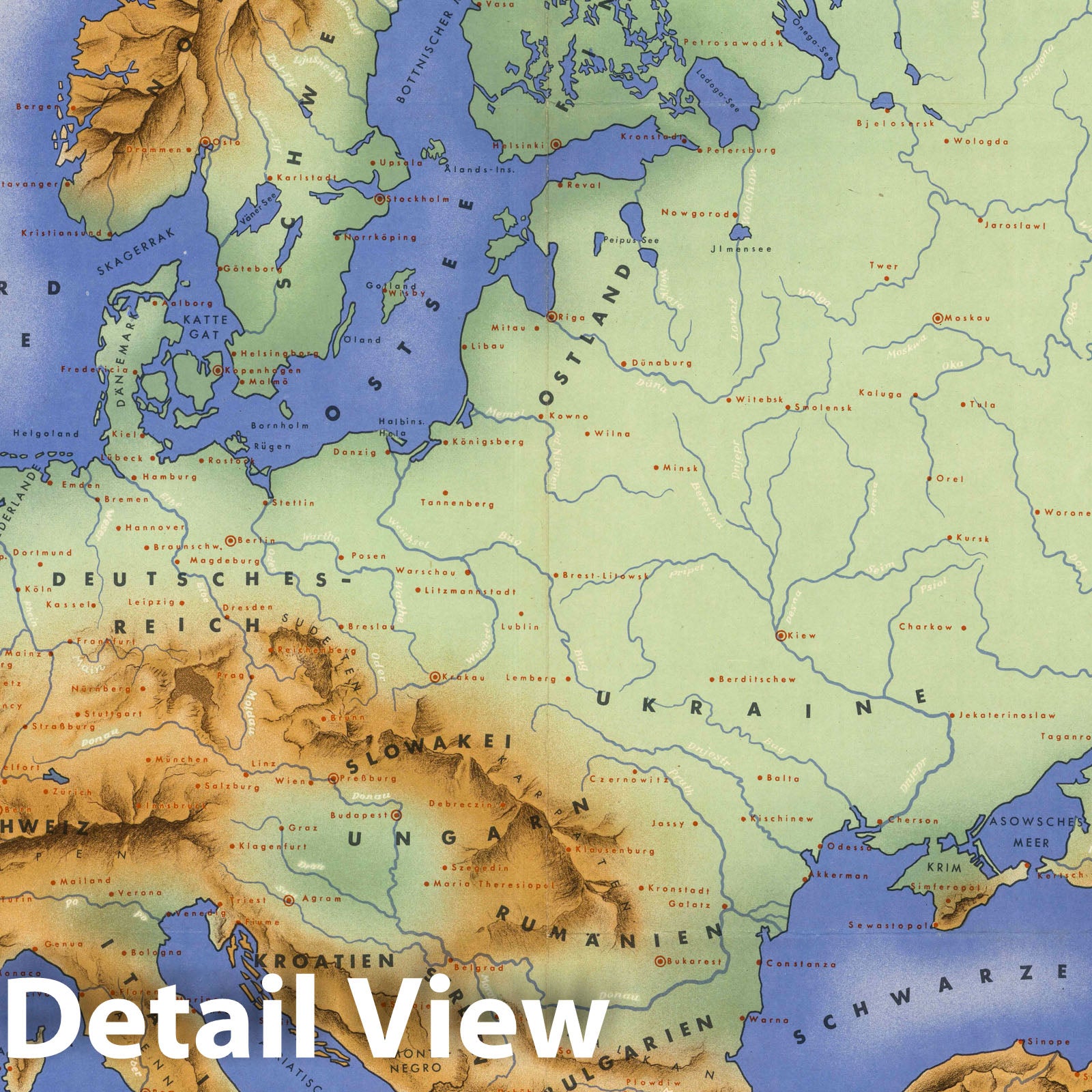 World War II: Europe, Asia Minor, North Africa - Military Map, 1943