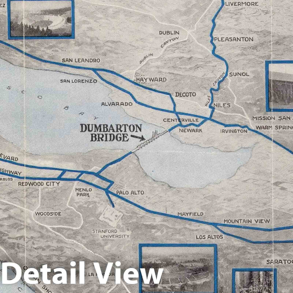 Dumbarton Bridge, San Francisco Bay Area - Road Map, 1930