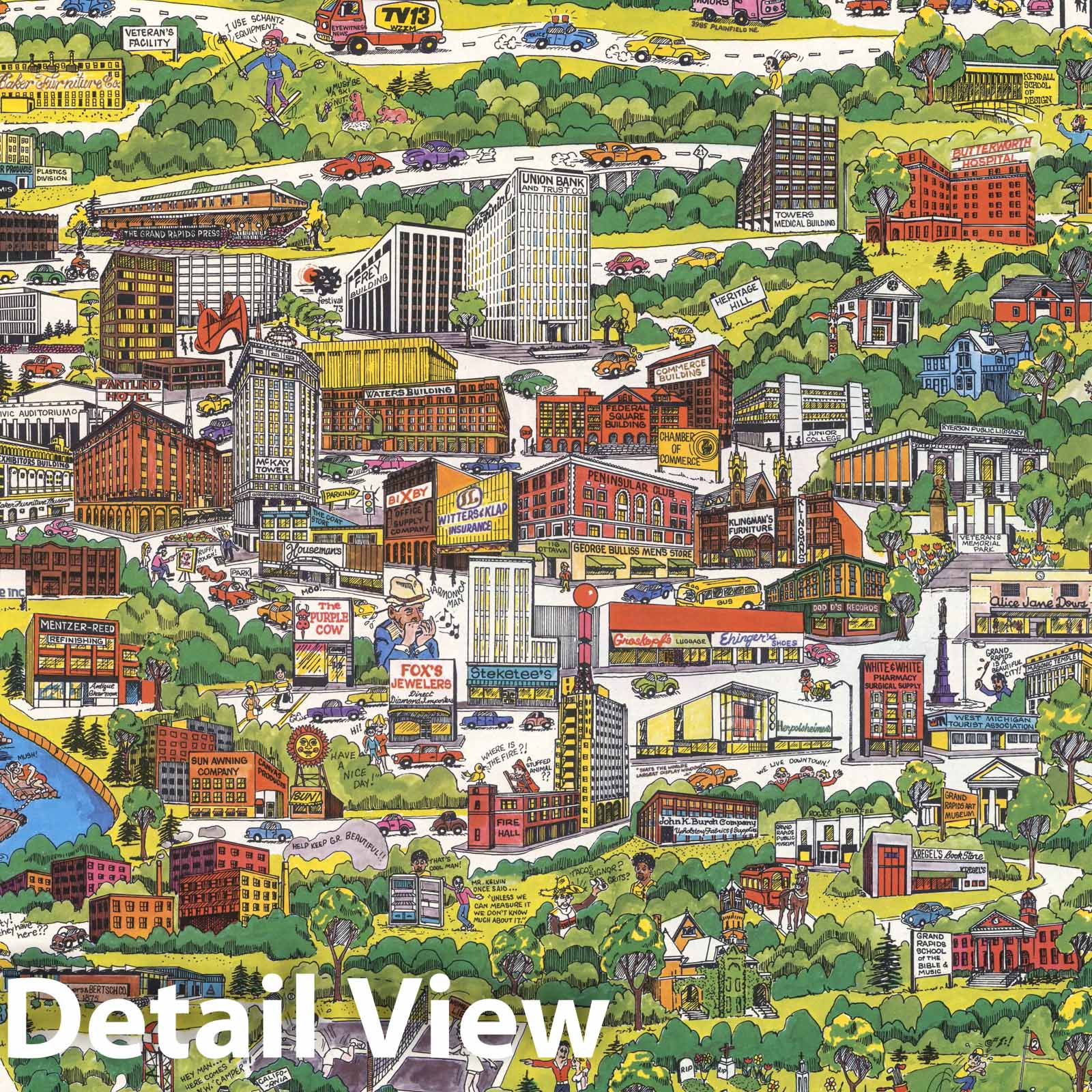 Grand Rapids, Michigan - Pictorial Map, 1973