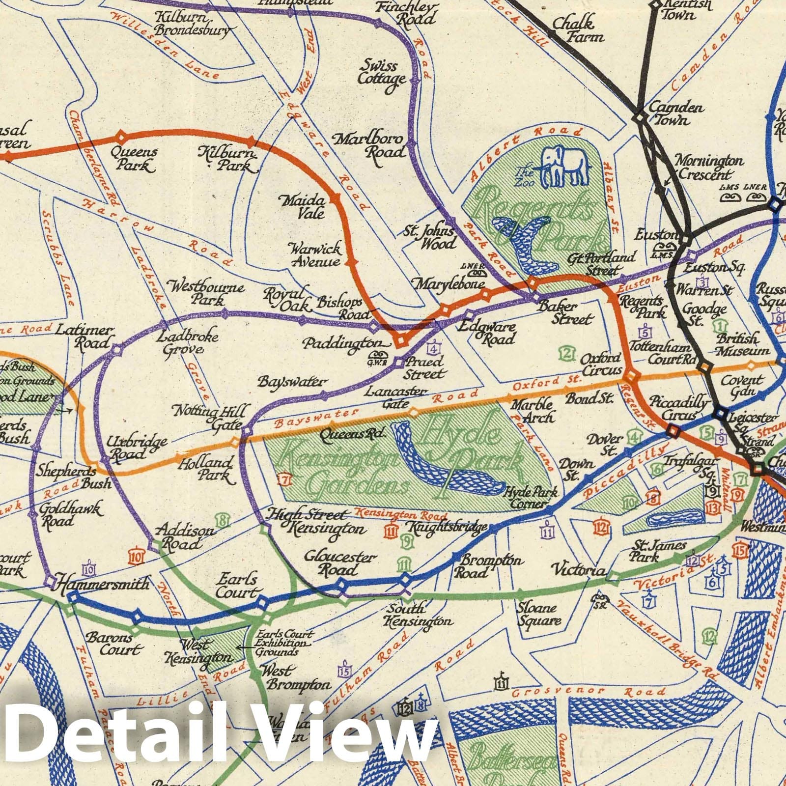 London Underground Railways - Transit Map, 1928