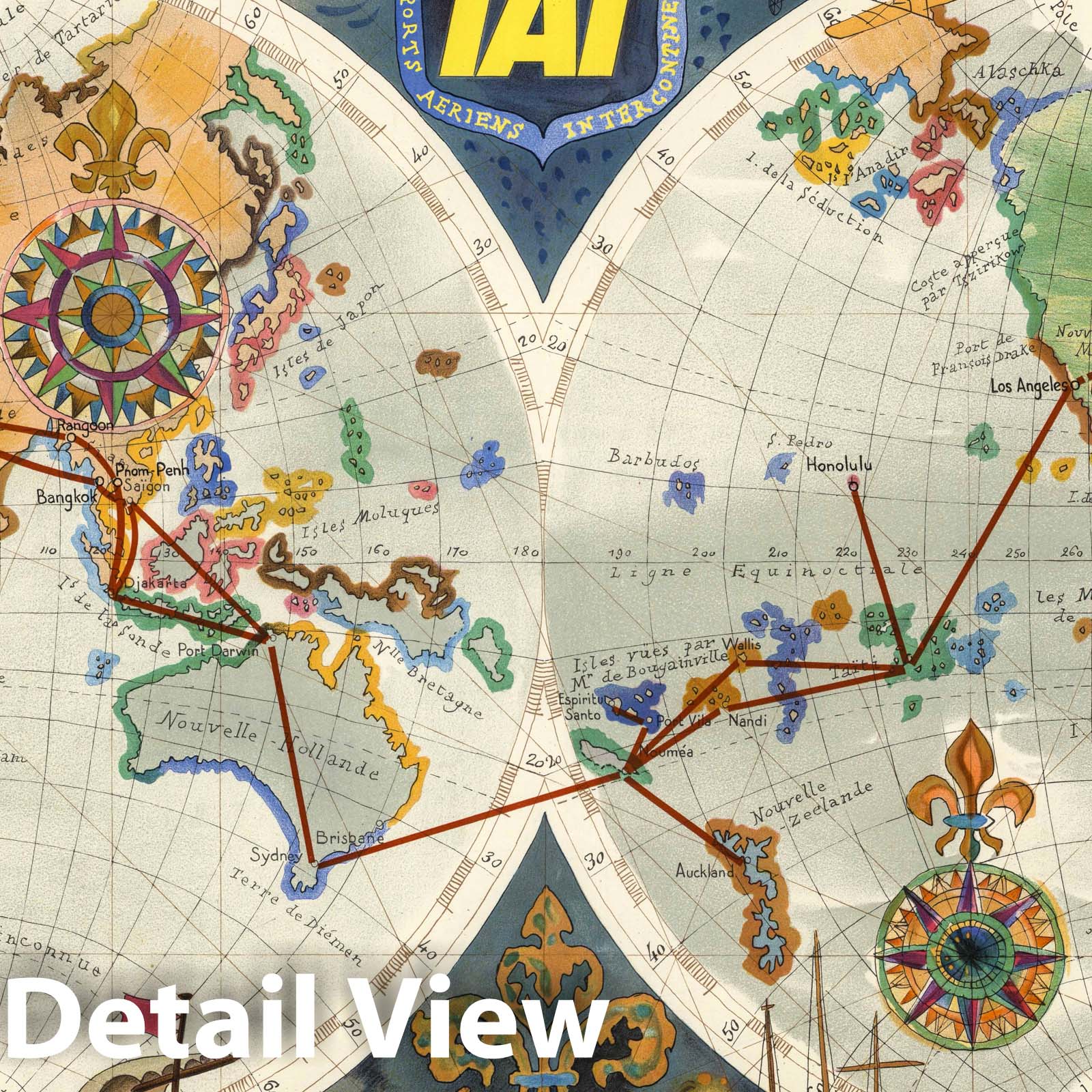 TAI - World Airline Routes, 1960 - Historical Map Print