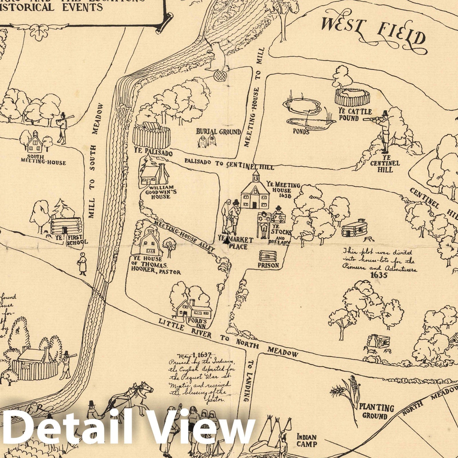 Hartford, Connecticut - Pictorial Map, 1927 - Historical Map Print