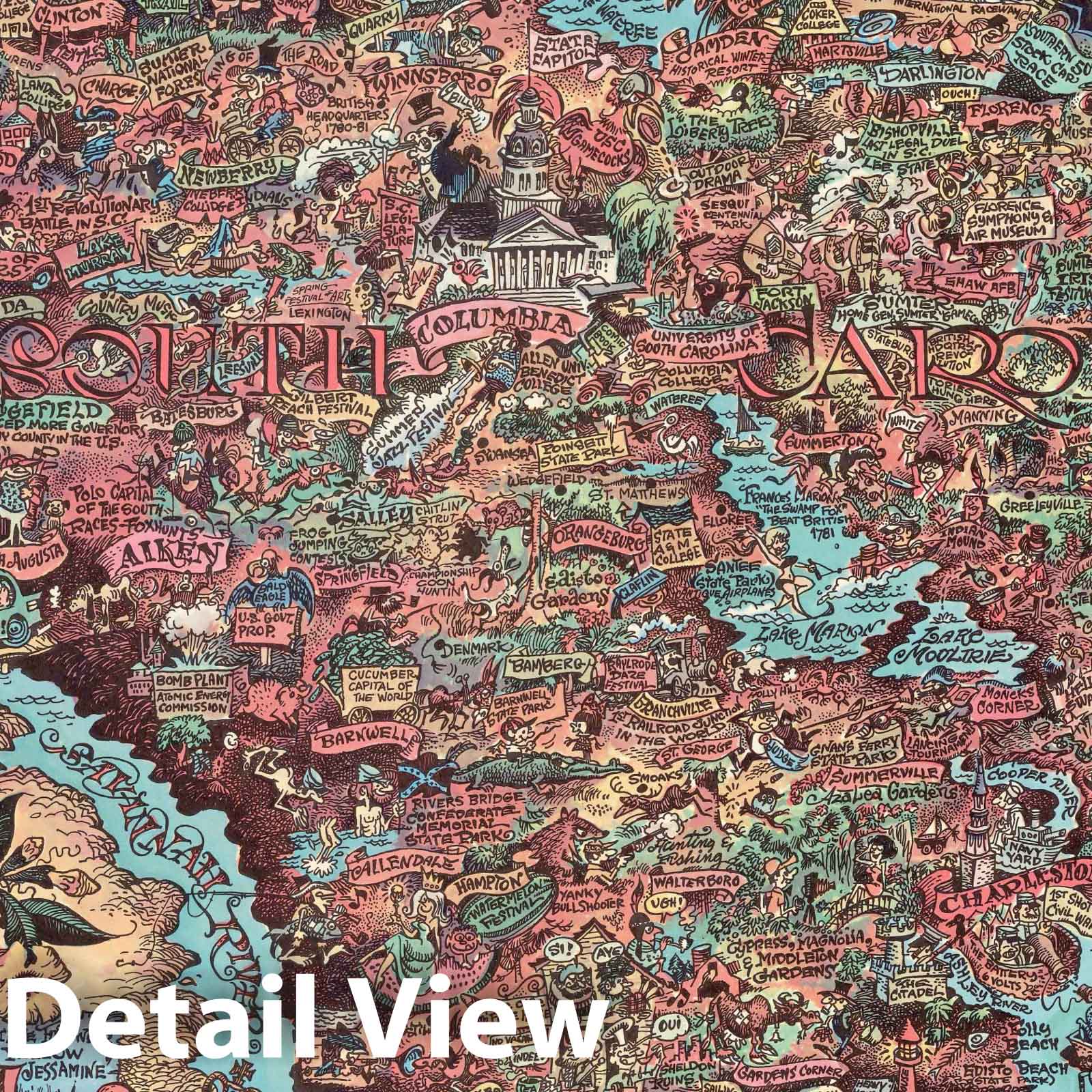 South Carolina - Pictorial Map, 1969 - Historical Map Print