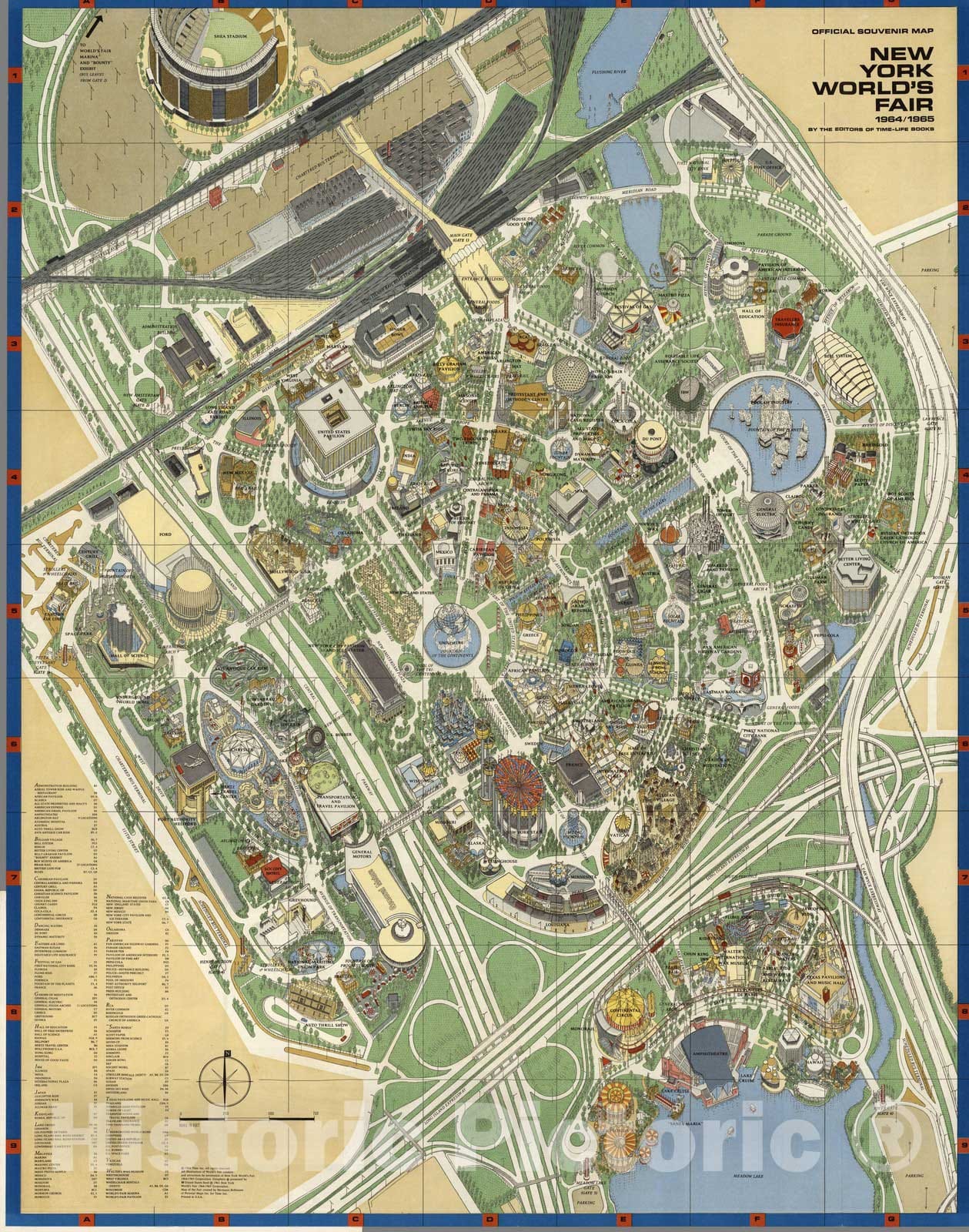 Official Souvenir Map, New York World's Fair 1964-1965 - Bird's Eye View Historical Print