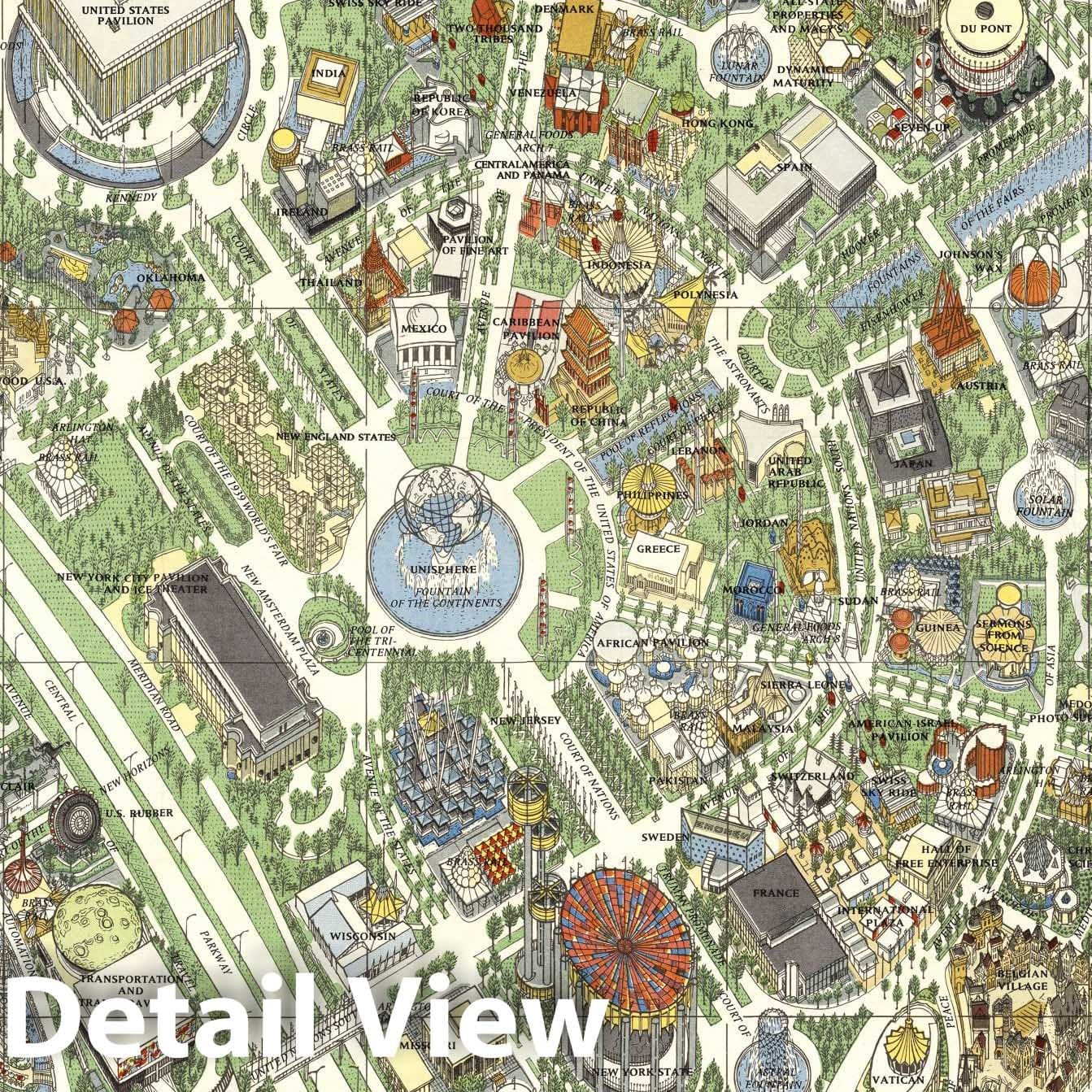Official Souvenir Map, New York World's Fair 1964-1965 - Bird's Eye View Historical Print