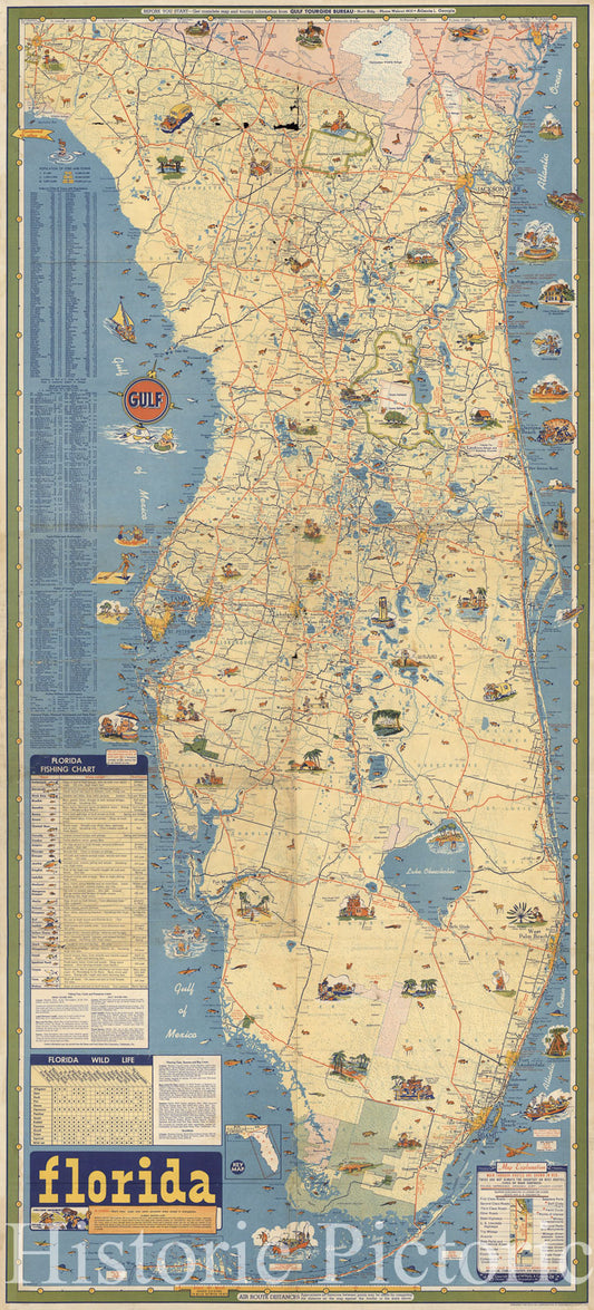 Florida - Pictorial Map, 1948 - Historical Map Print