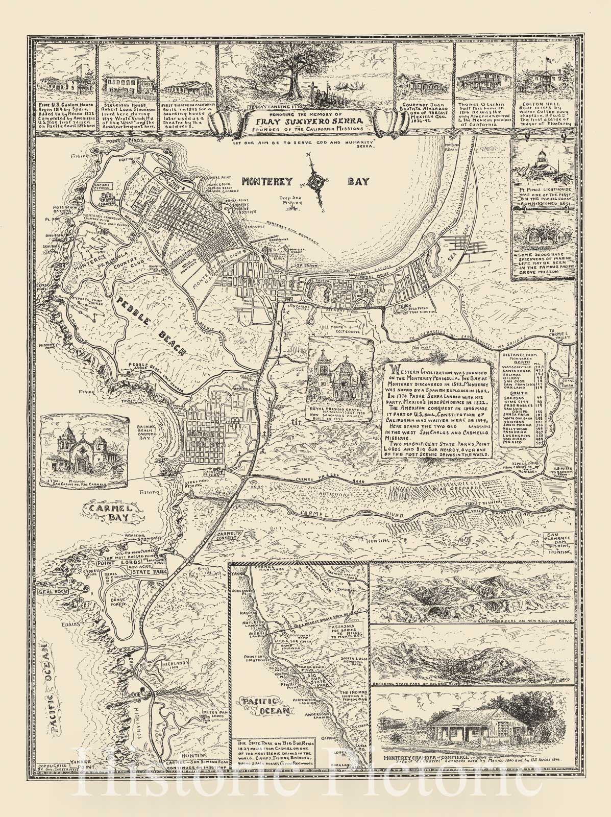 Monterey Area, California - Pictorial Map, 1933