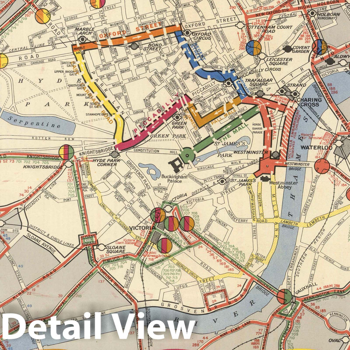 London Underground - Railroad Map, 1953 - Historical Map Print