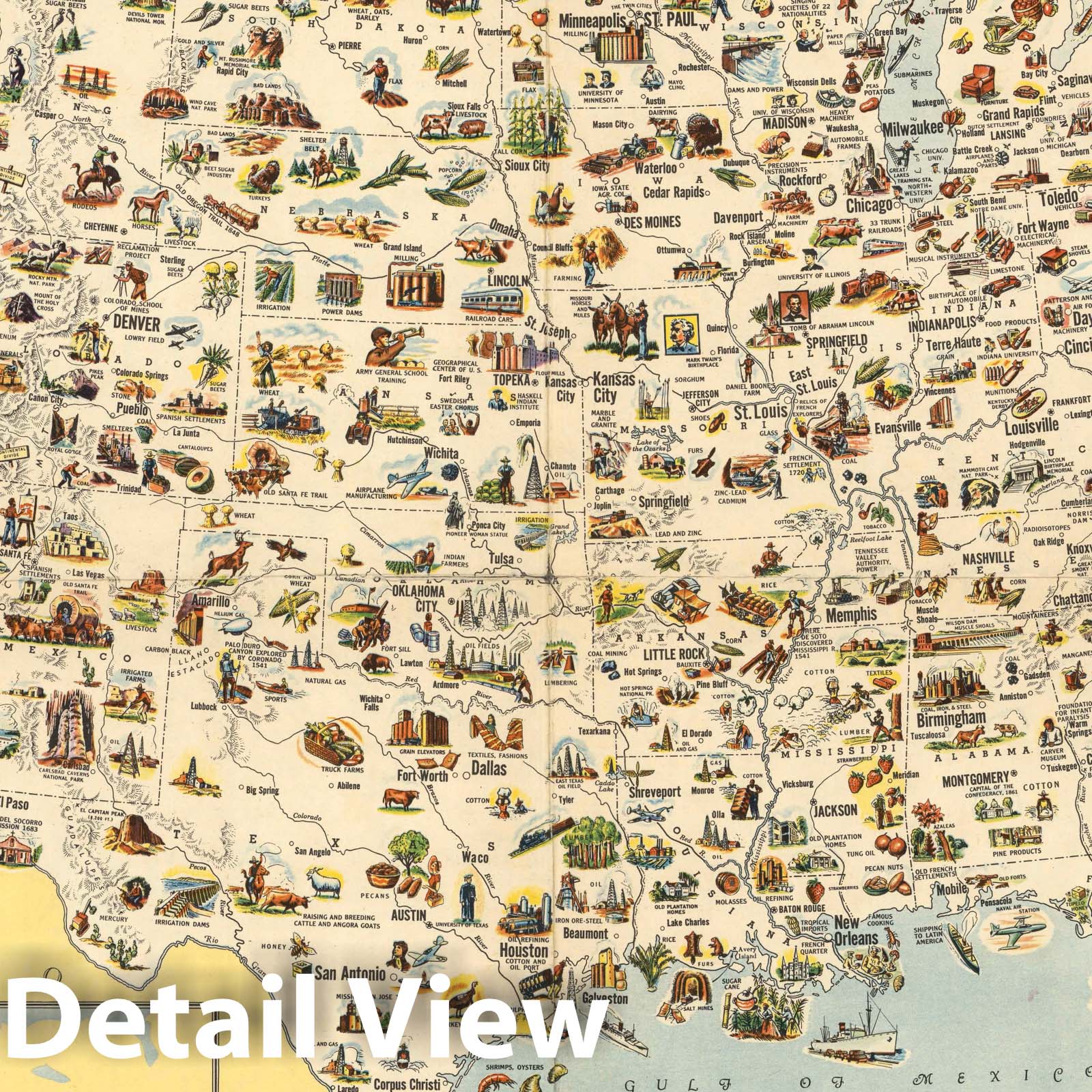 United States - Pictorial Map, 1946 - Historical Map Print