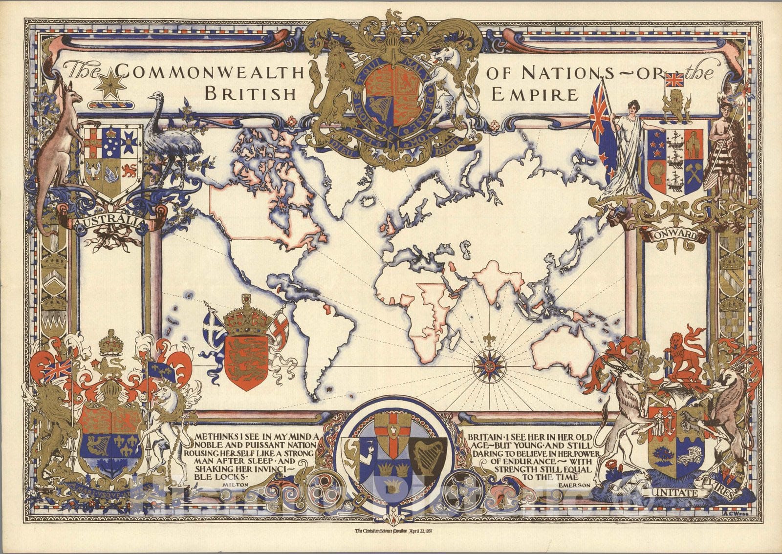 Commonwealth of Nations, 1937 - Historical Map Print