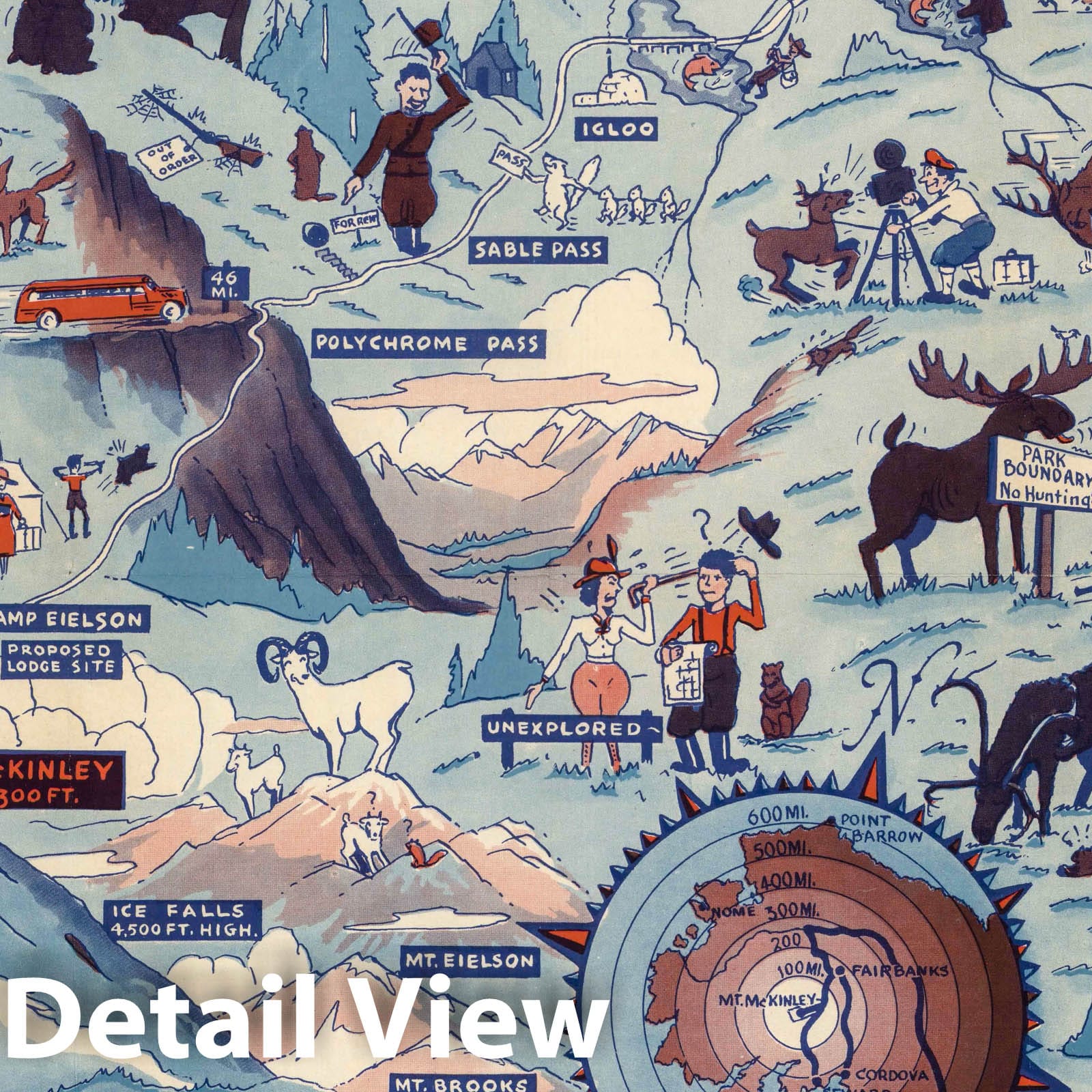 Mt. McKinley National Park, Alaska - Pictorial Map, 1937