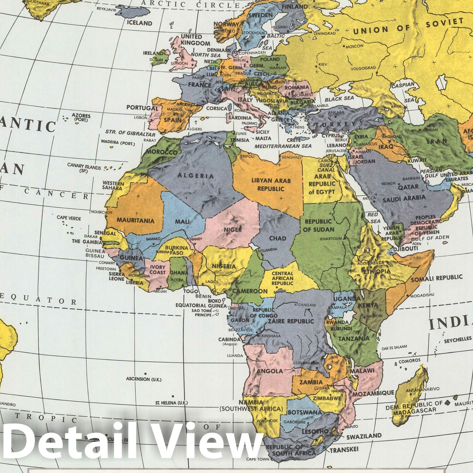 World - Armadillo Projection, 1958 - Historical Map Print