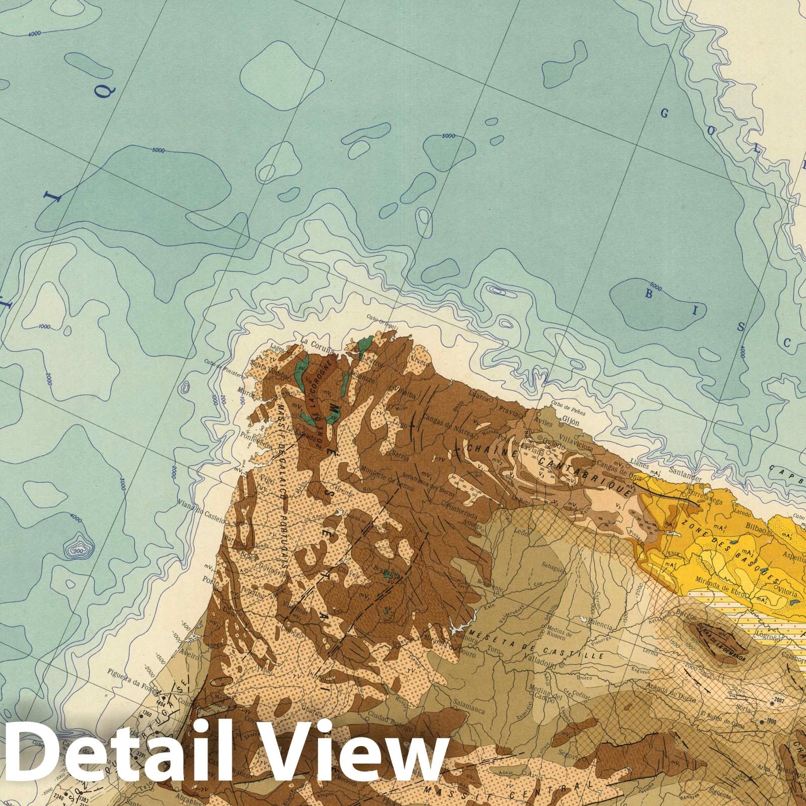 Europe Tectonic Map 1962 - Geological Plate No. 9 Historical Map Print