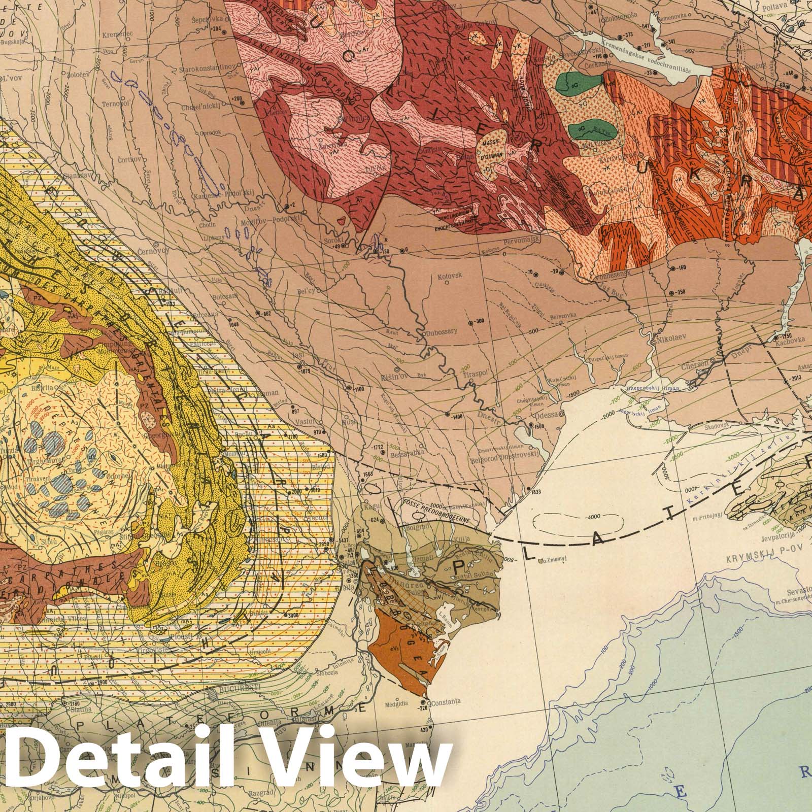 Europe - Tectonic Map, 1962 - Historical Geological Map Print