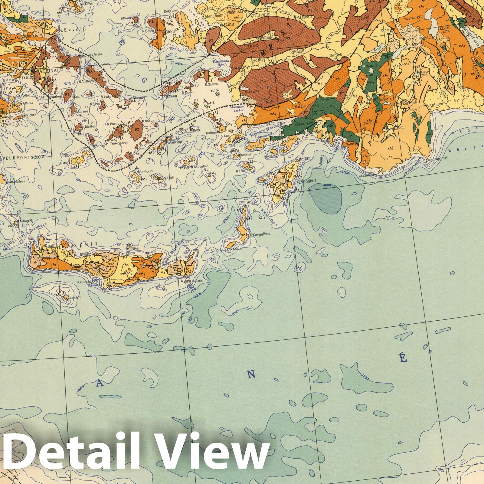 Europe Tectonic Map, 1962 - Historical Geological Map Print