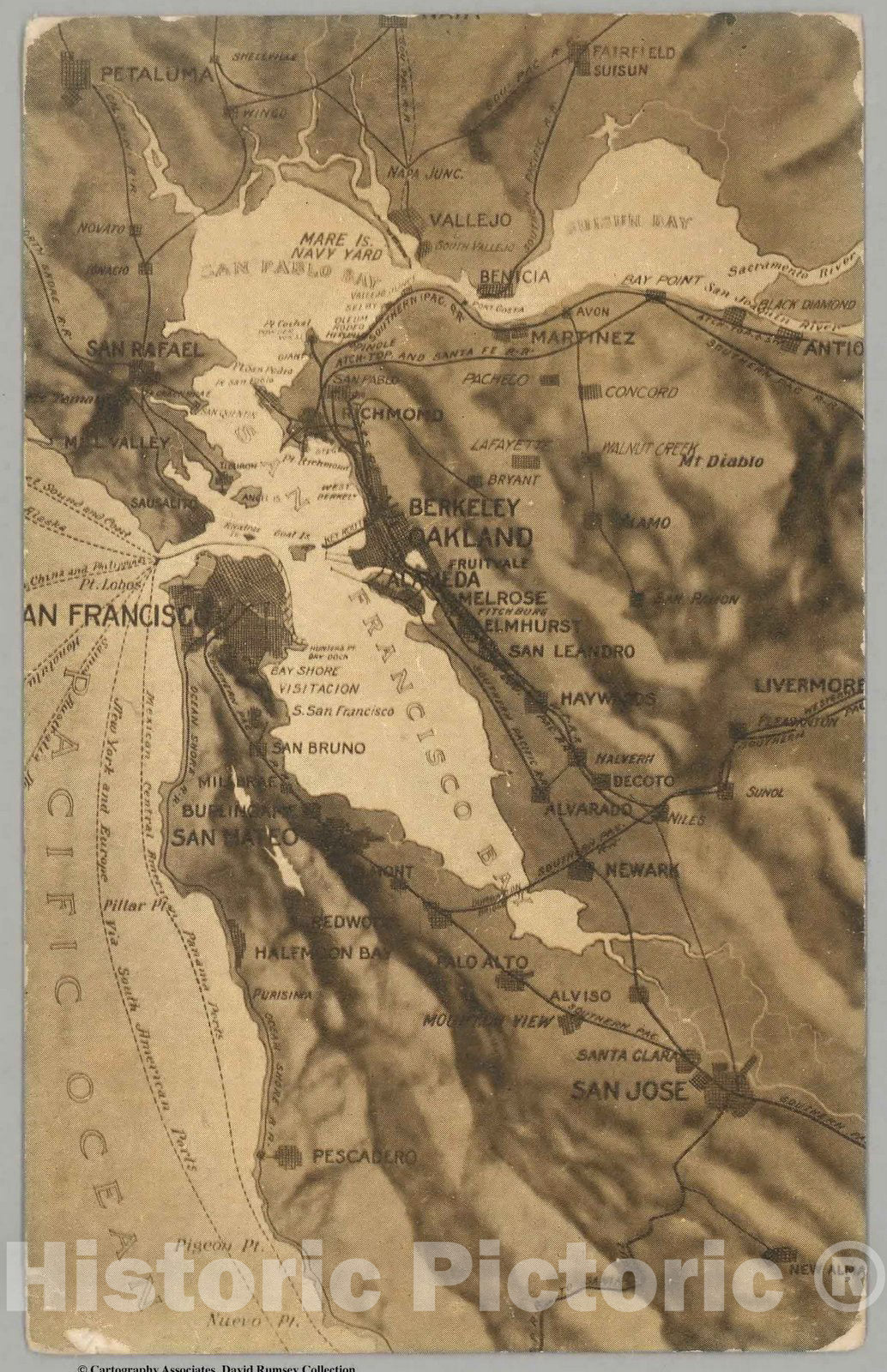 Historic Wall Map : Ephemera, San Francisco Bay Area. 1928 - Vintage Wall Art