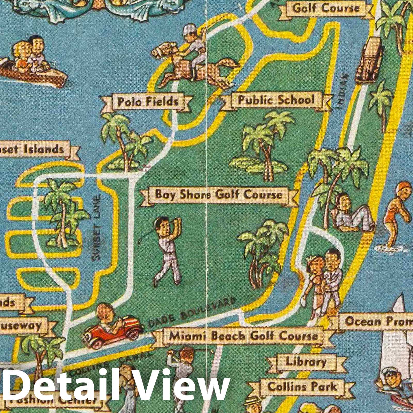 Miami Beach - Pictorial Map, 1936