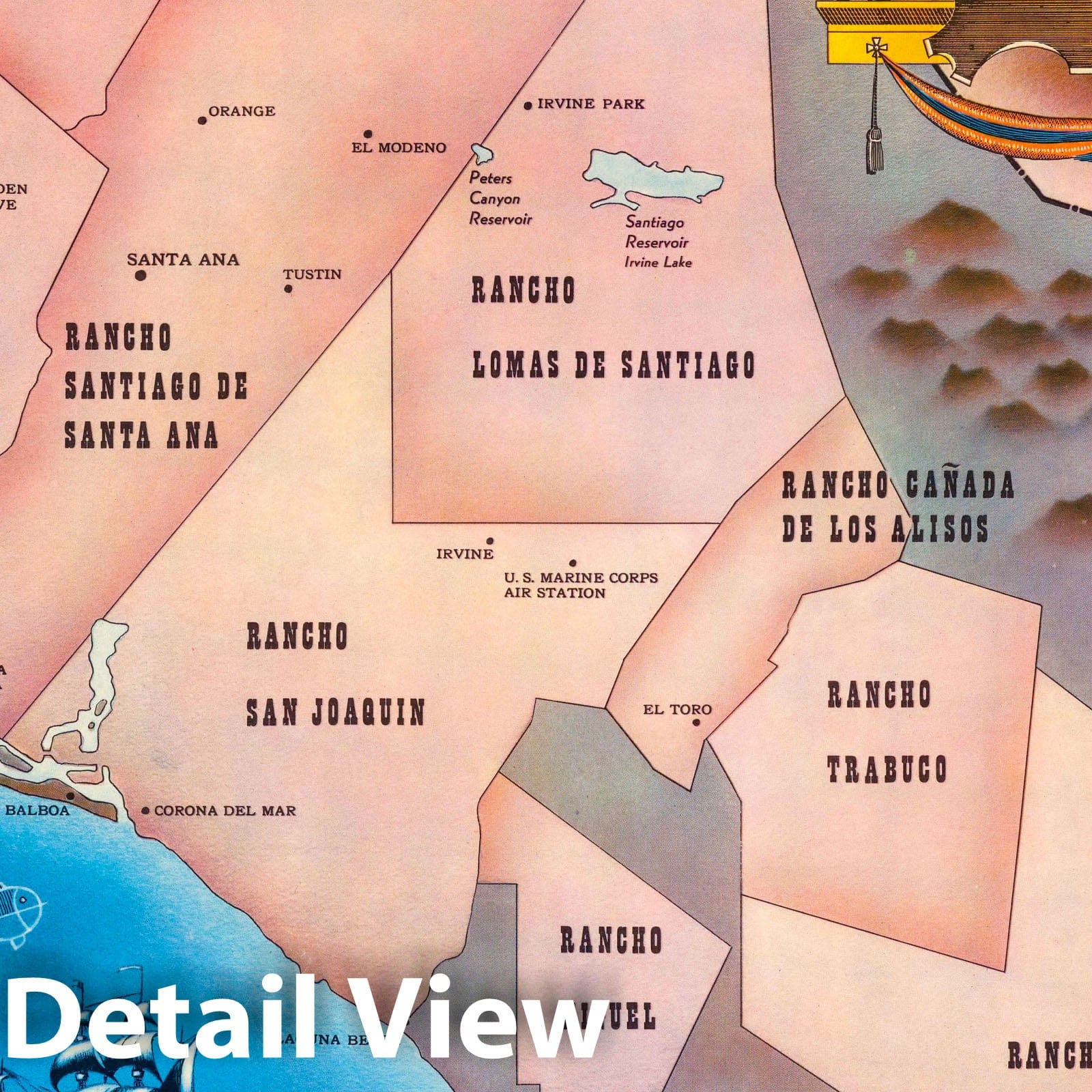Orange County, California - Pictorial Map, 1955