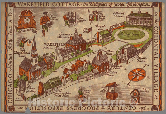 Historic Map : Colonial Village at the Century of Progress Exposition in Chicago. 1934 - Vintage Wall Art