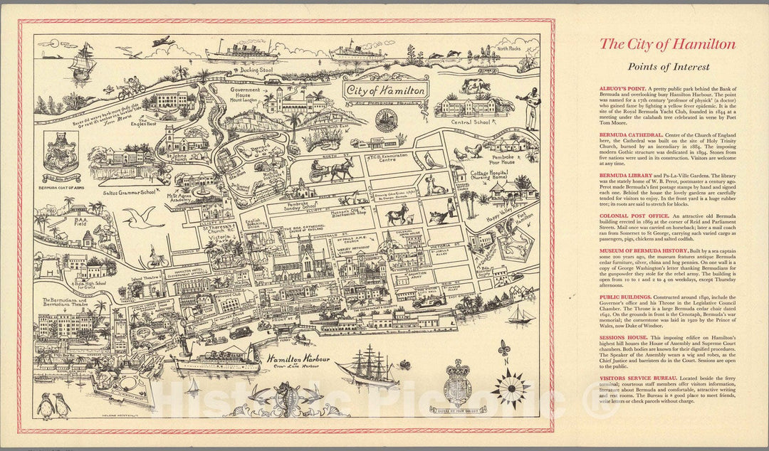 Historic Map : City of Hamilton, and Pembroke Parish. 1930 - Vintage Wall Art
