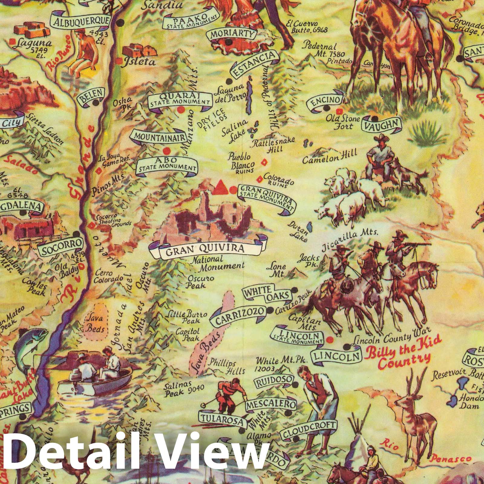New Mexico - Pictorial Map, 1959 - Historical Map Print