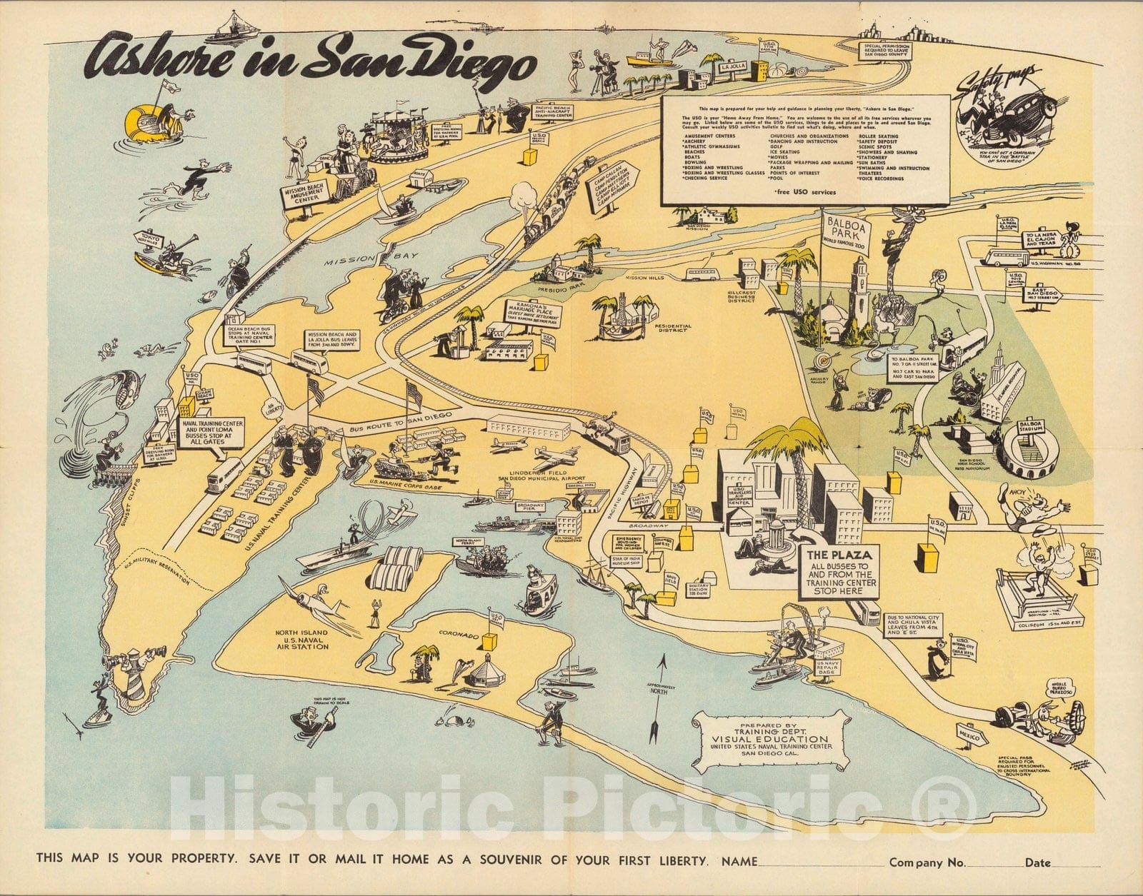 San Diego, California - Pictorial Map, 1942
